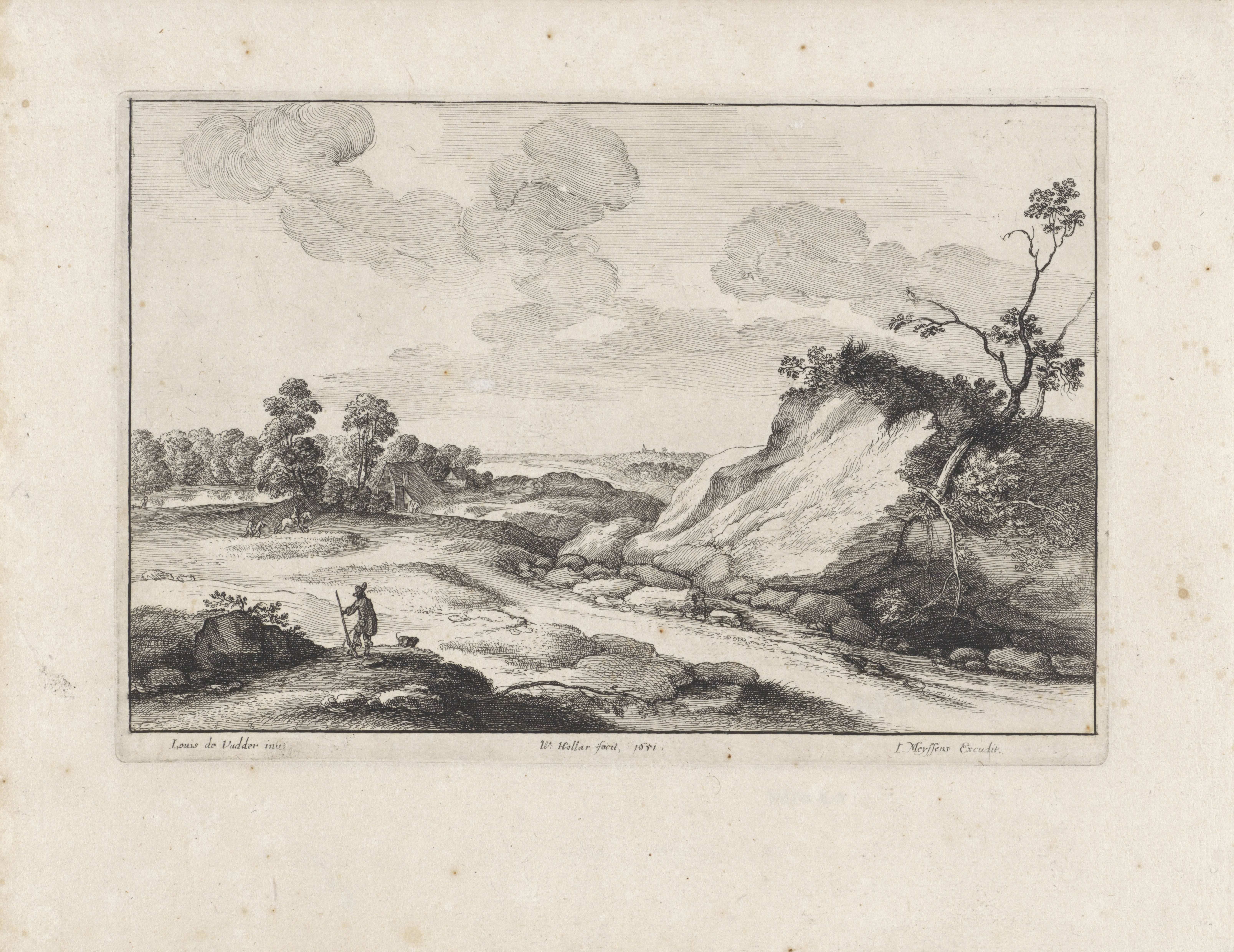 Landschap met een jager en zijn hond