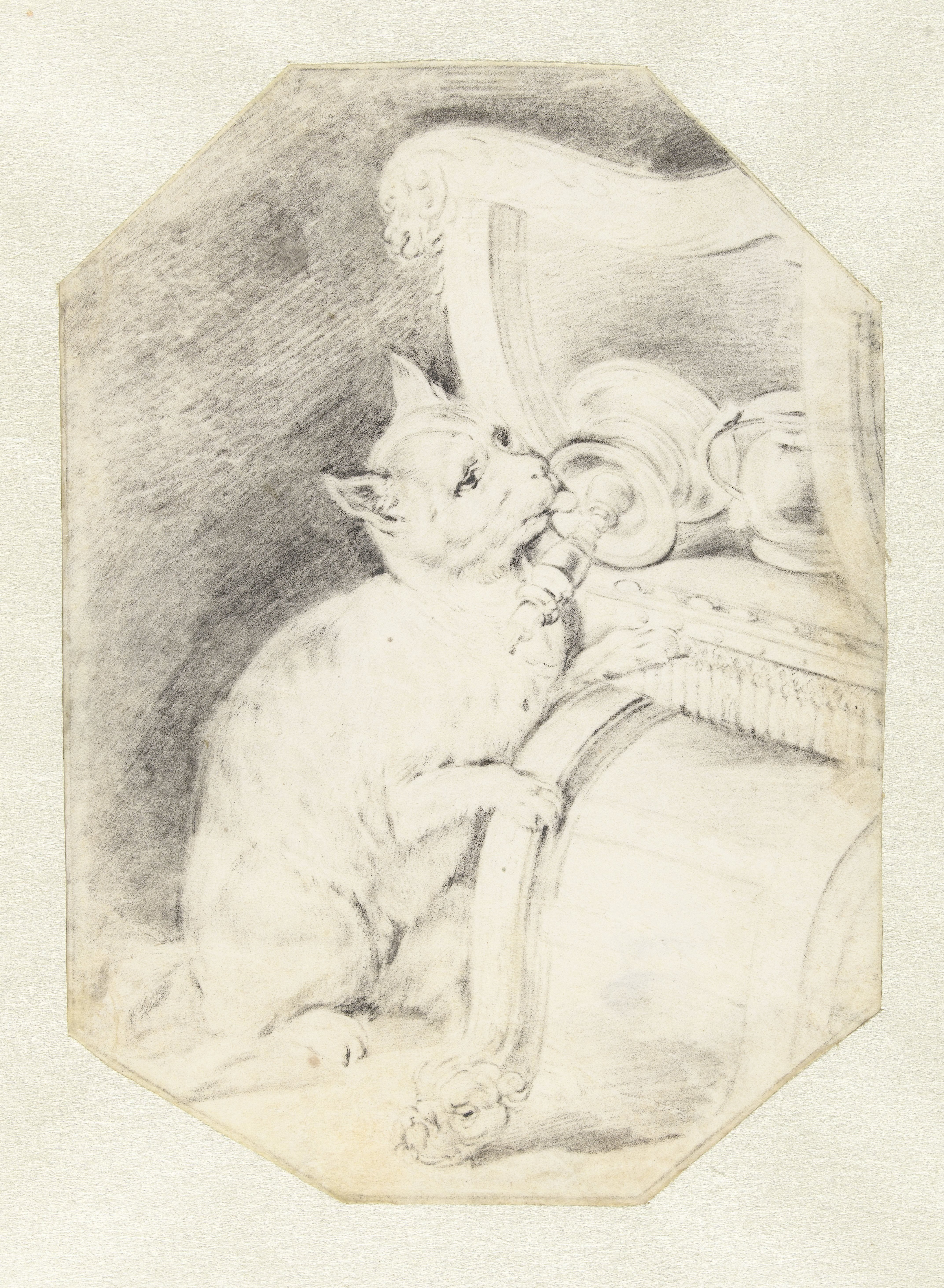 Cat Licking Wax from a Candleholder