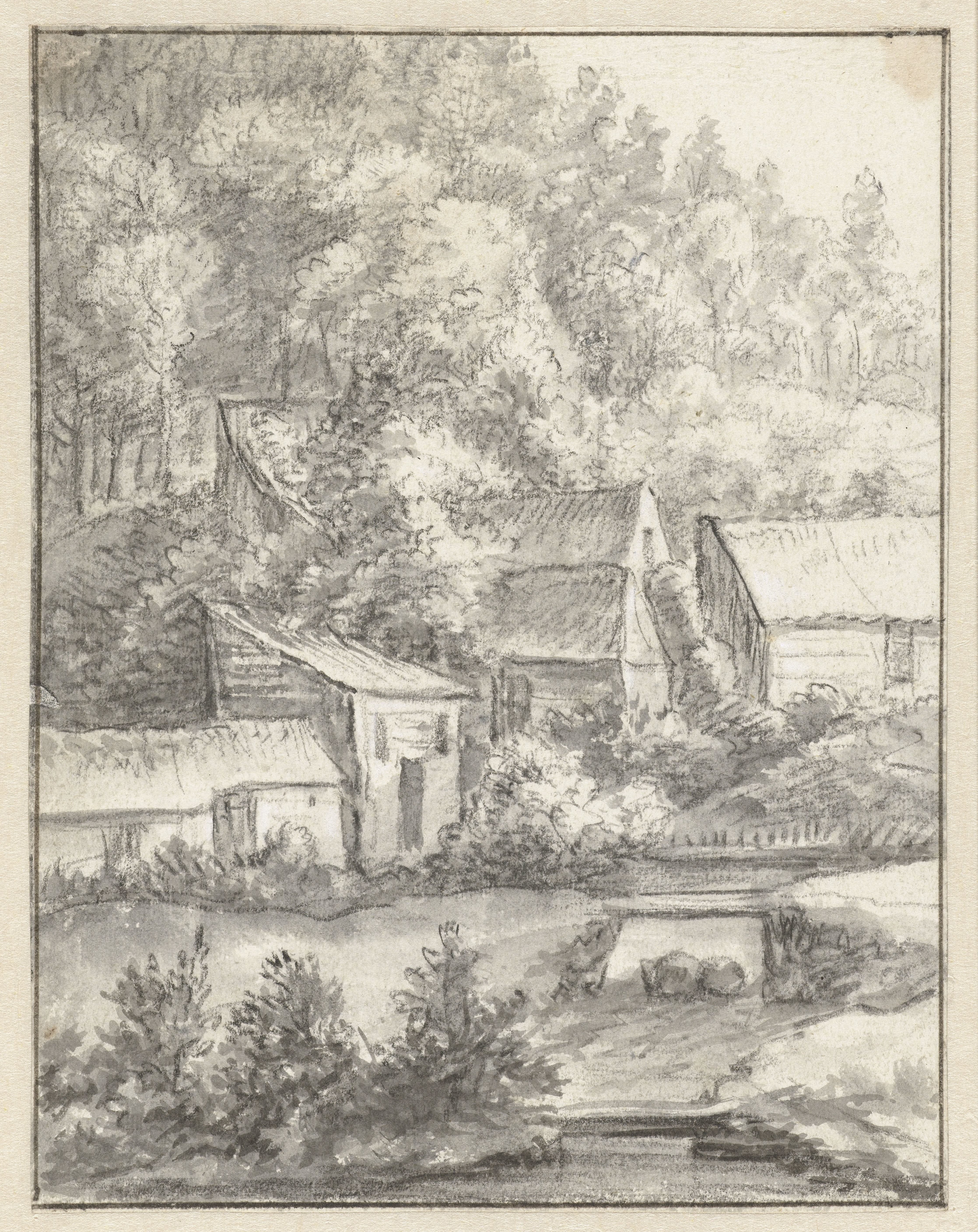 Huizen op een beboste heuvel