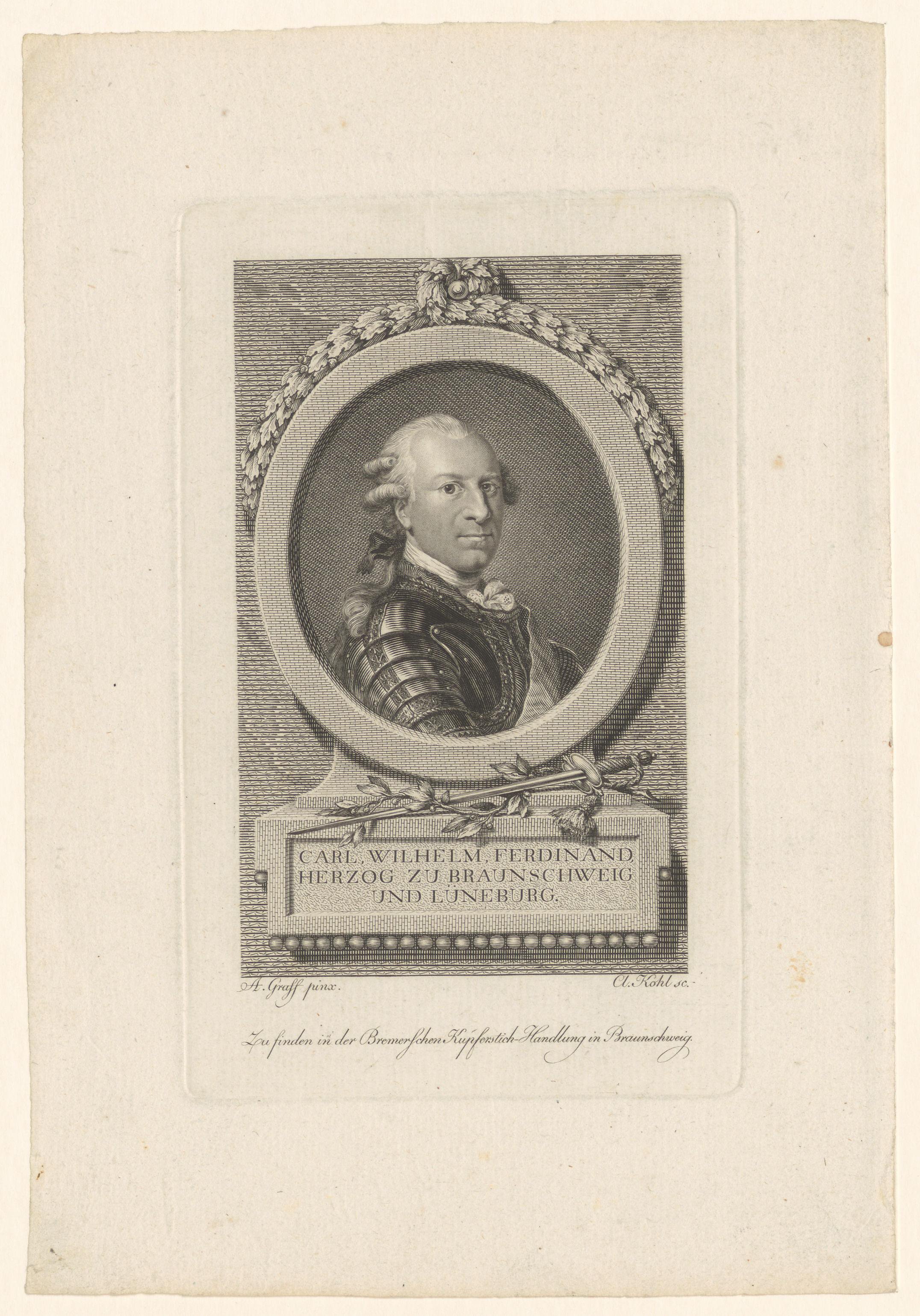 Portret van Karl Wilhelm Ferdinand von Braunschweig-Wolfenbüttel