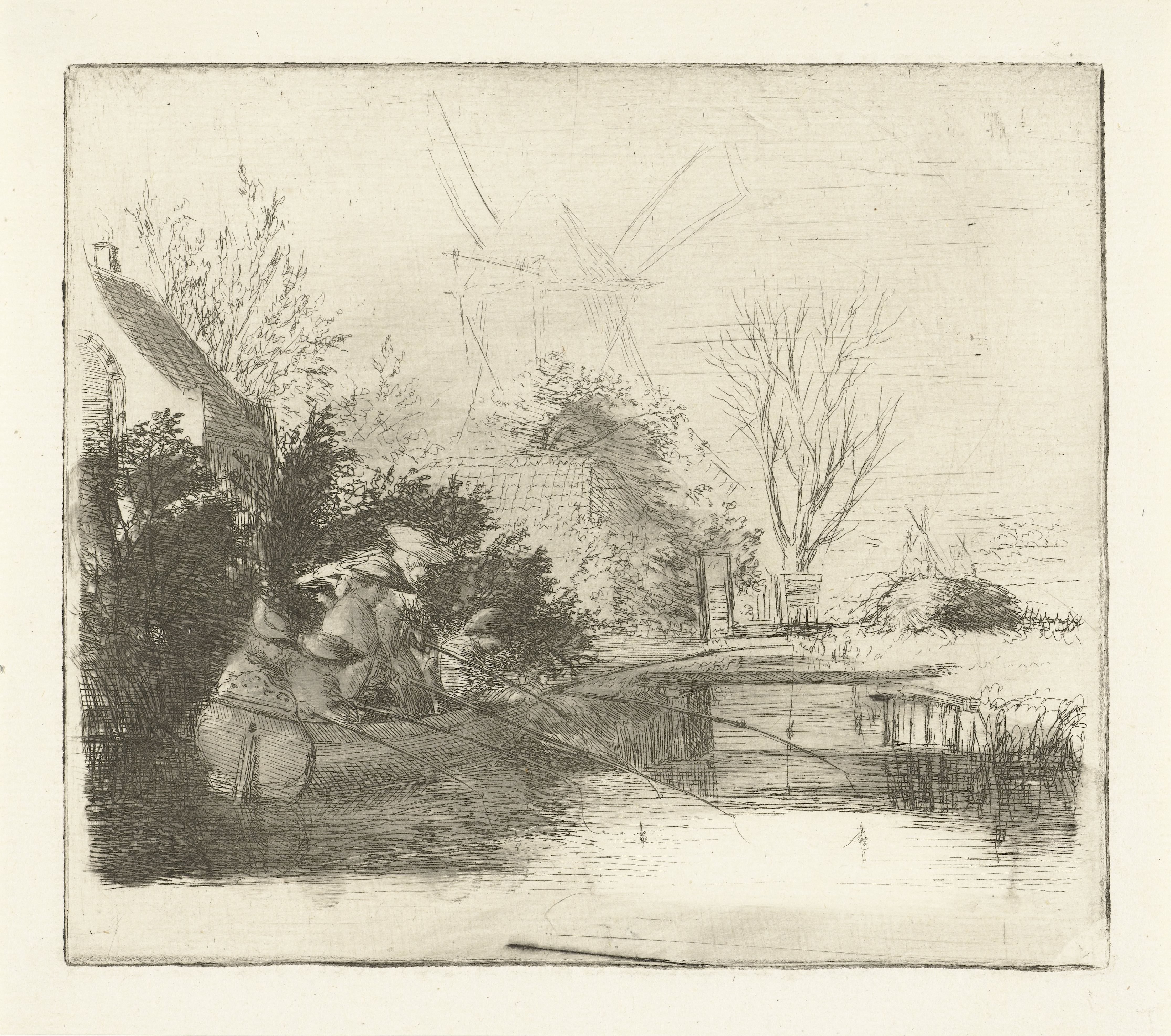 Hengelaars bij een rivier