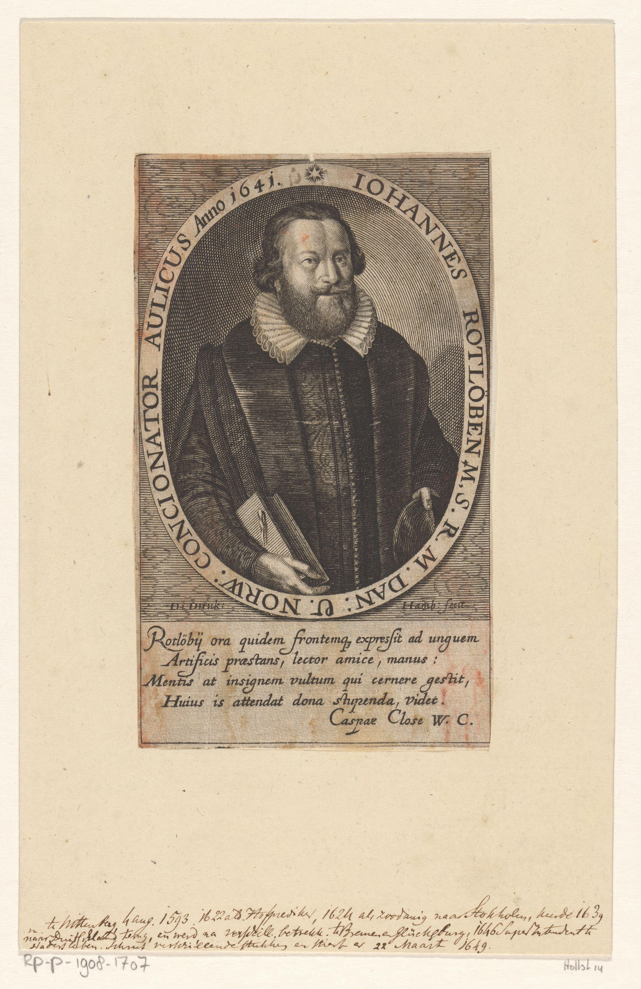 Portret van Johannes Rotlöben op 48-jarige leeftijd