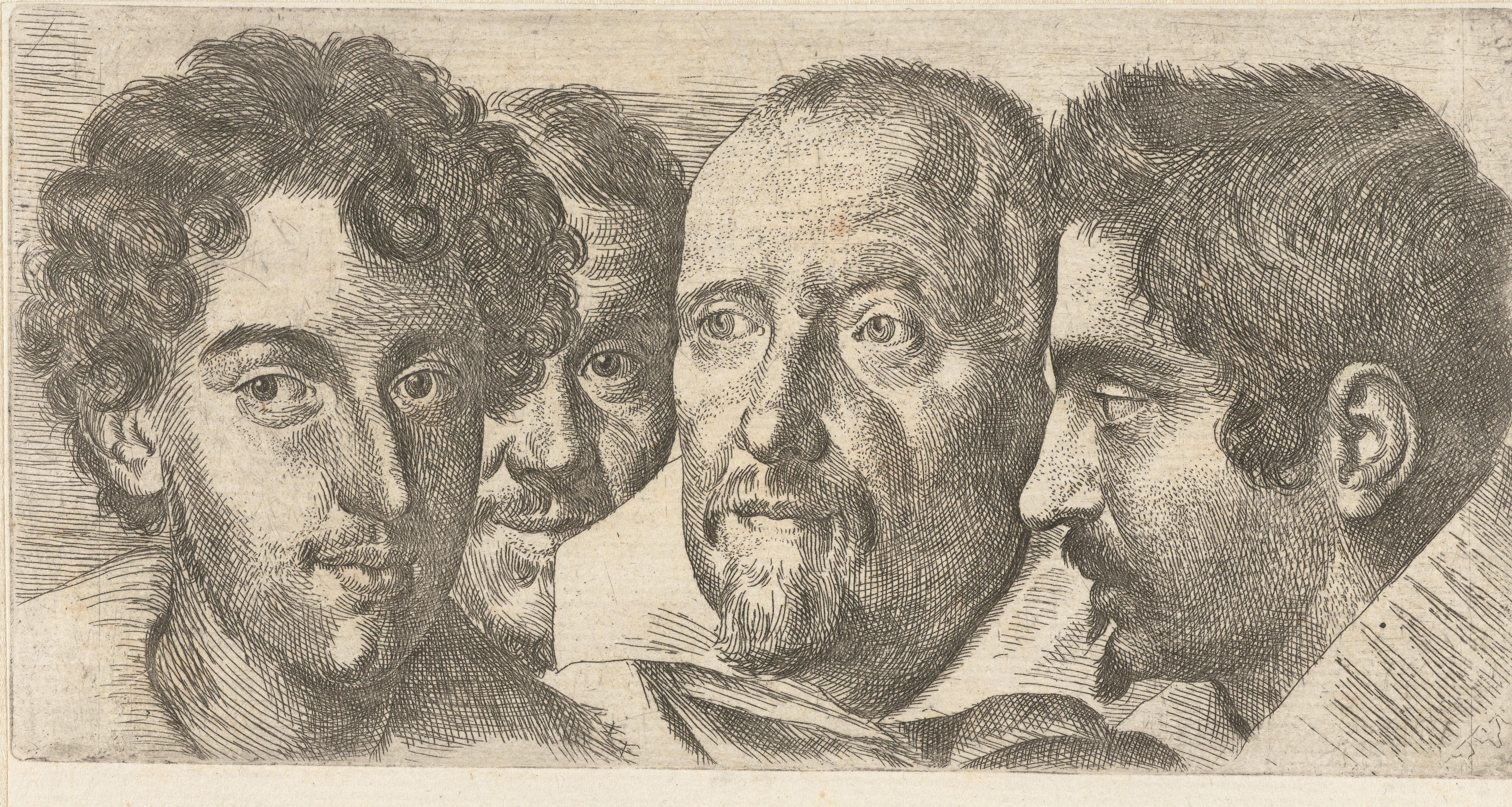 Portret van Cosimo Orsino, Cesare Bartolotti, Sigmund Laire en een zelfportret van Ottavio Leoni