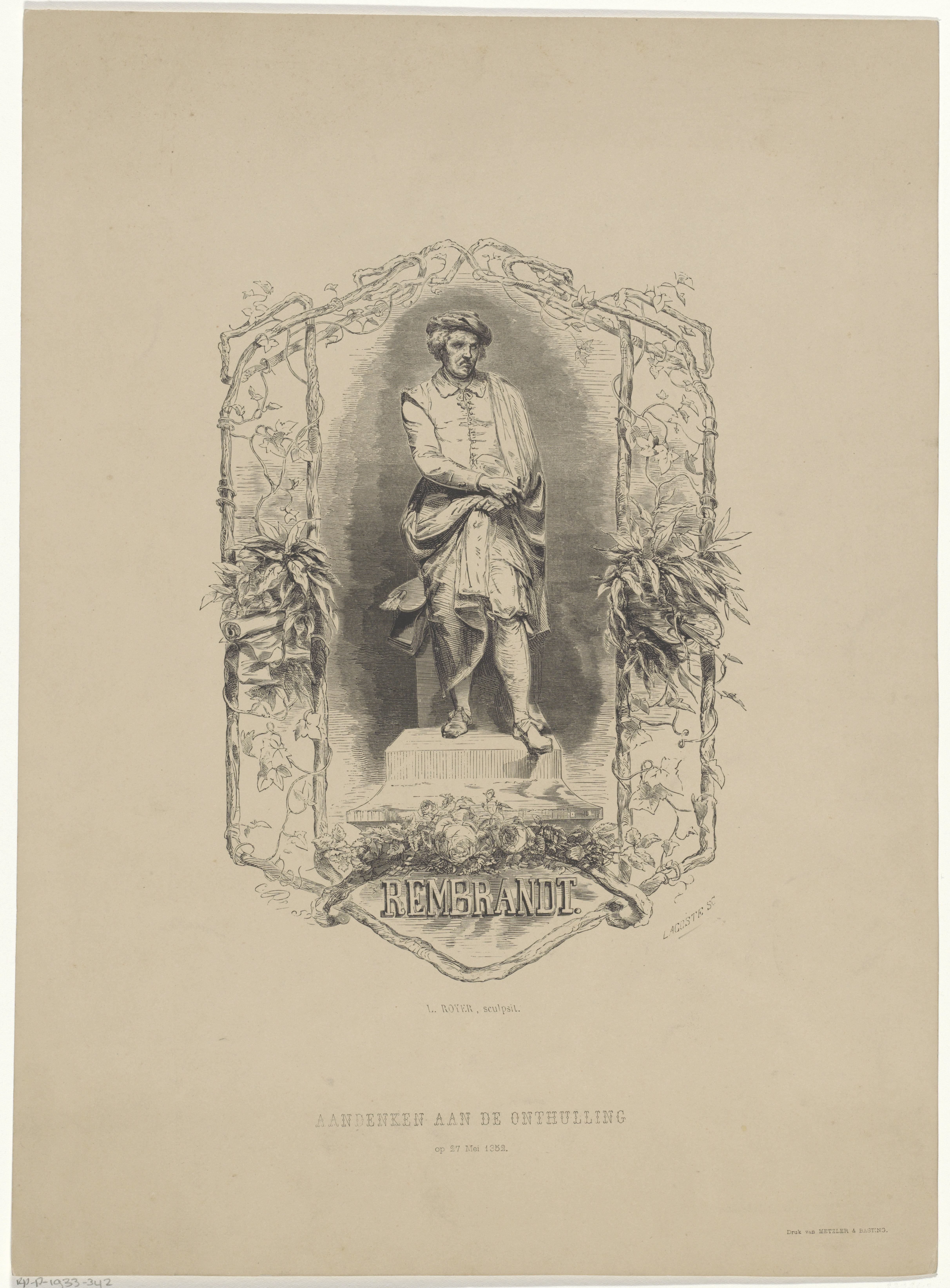 Standbeeld van Rembrandt Harmensz. van Rijn op het Rembrandtplein te Amsterdam