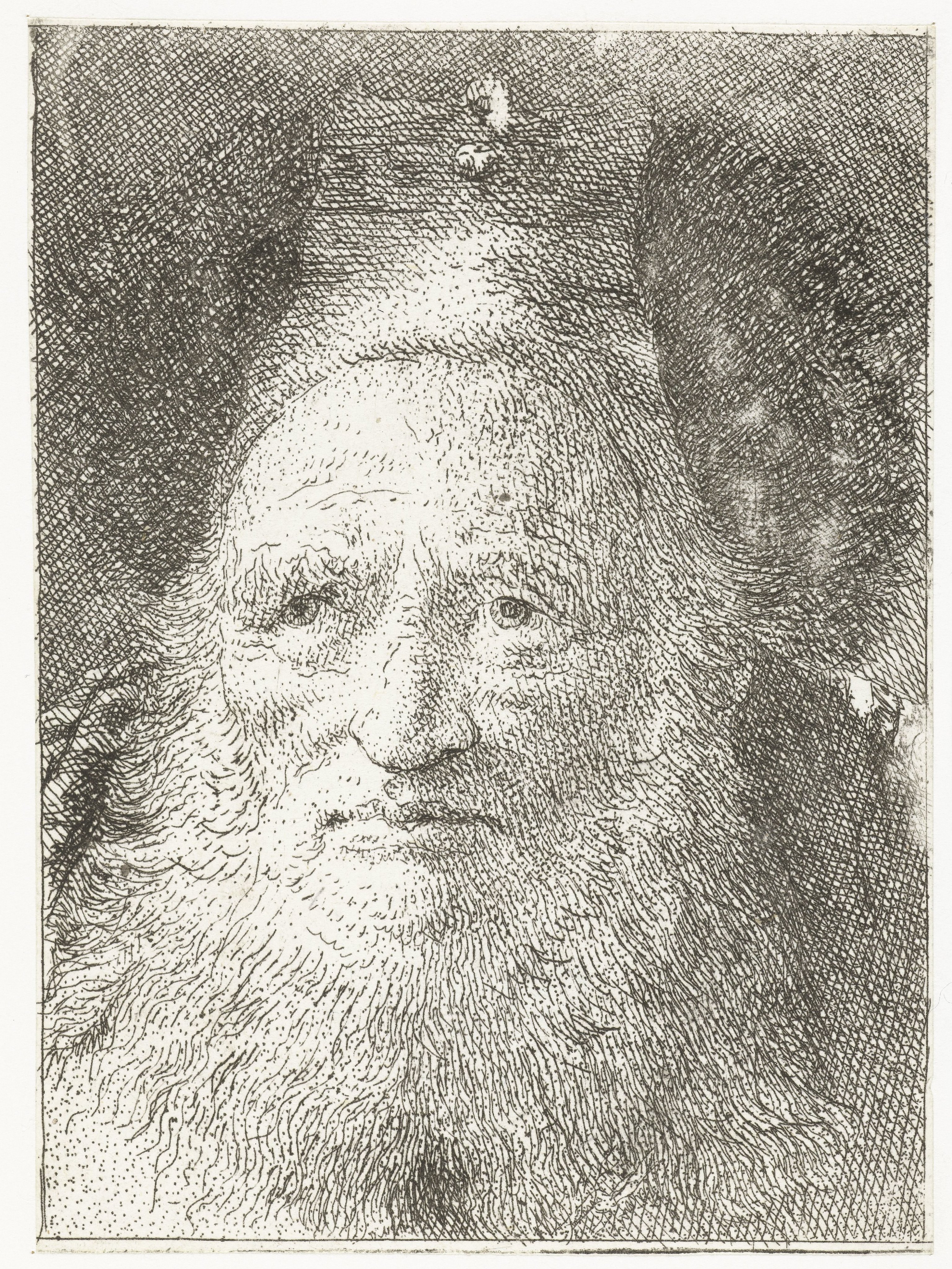 Oude man met bontmuts