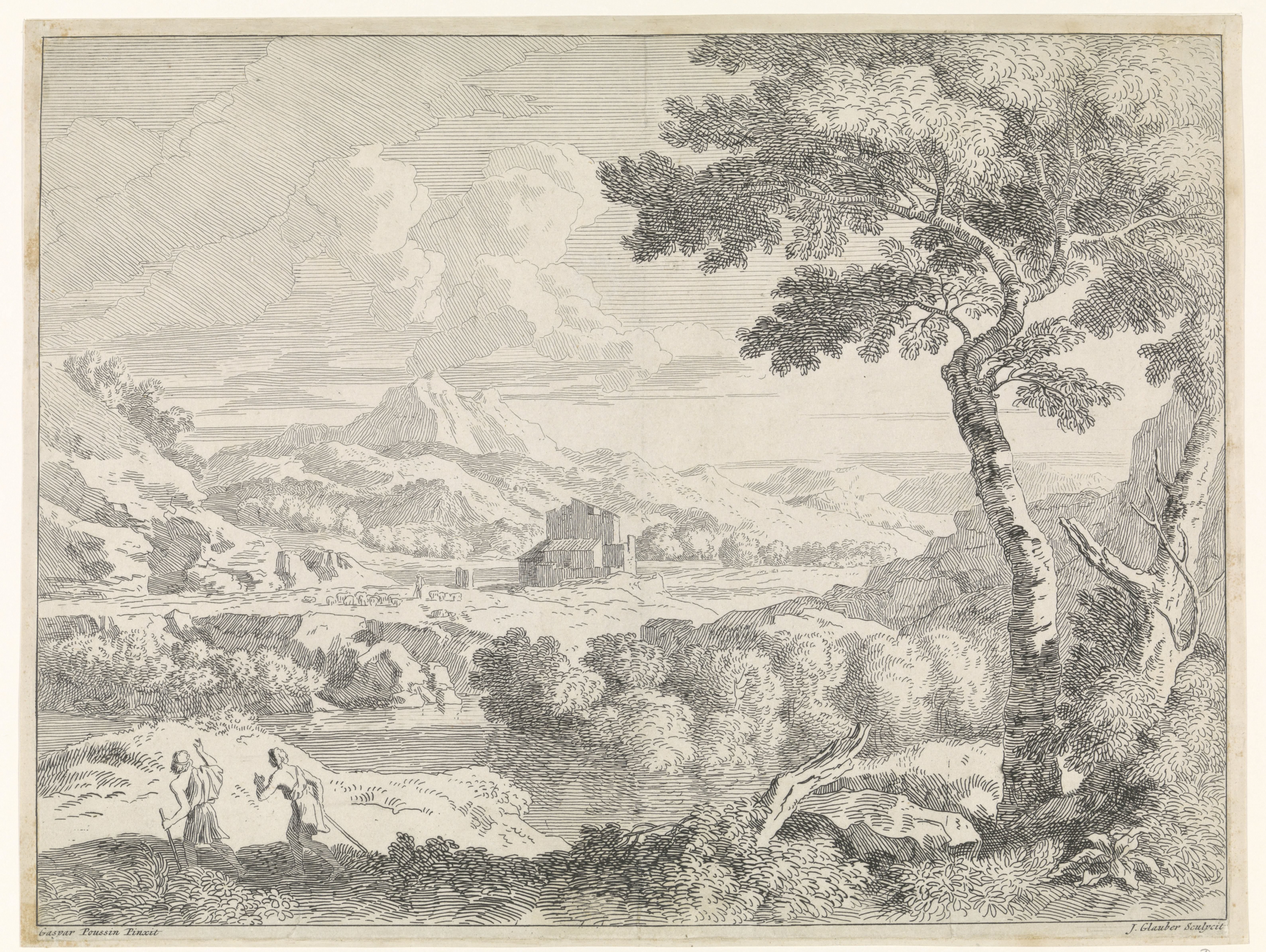 Heuvelachtig landschap met herders