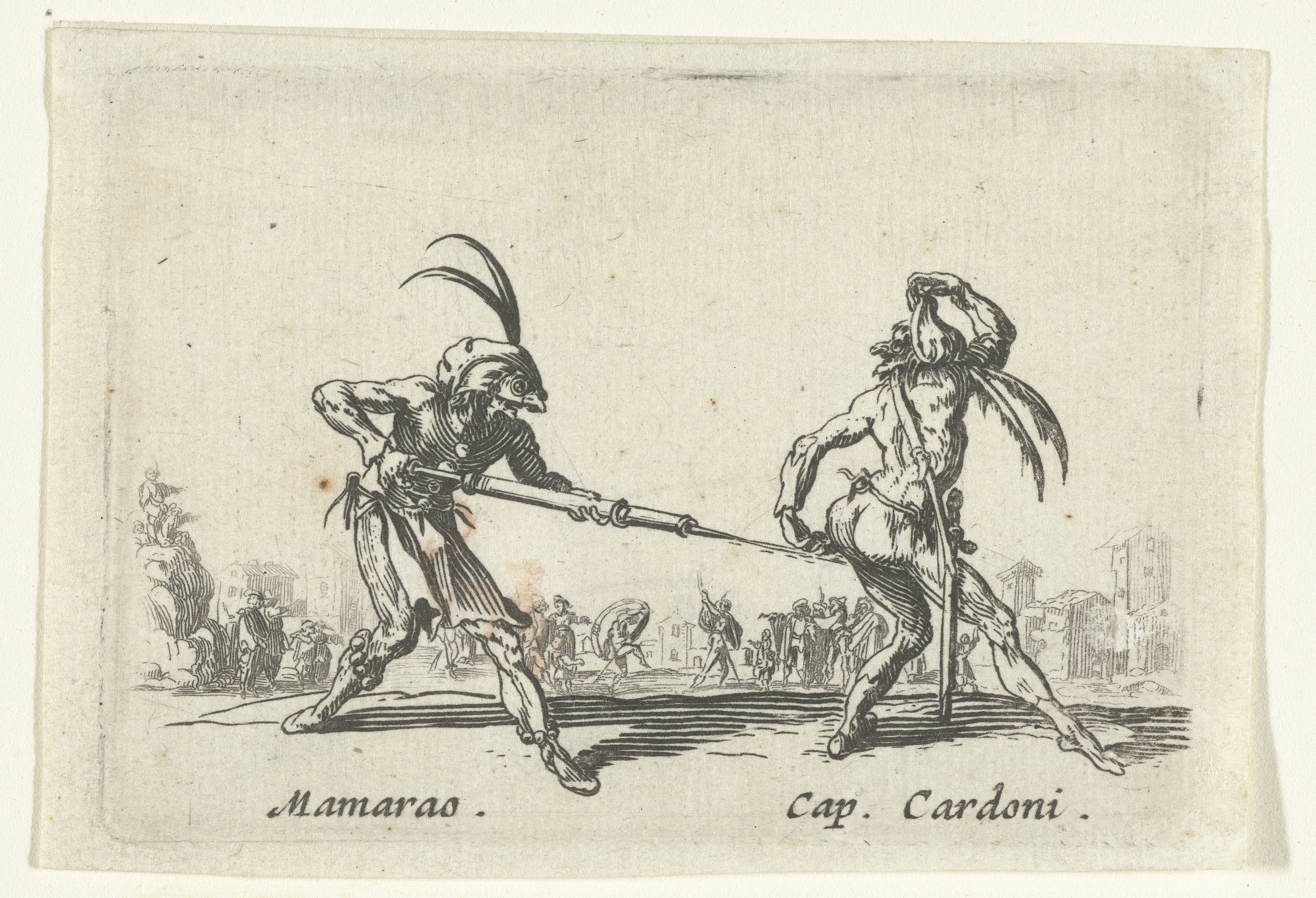 Twee straatartiesten als Maramao en Capitano Cardoni