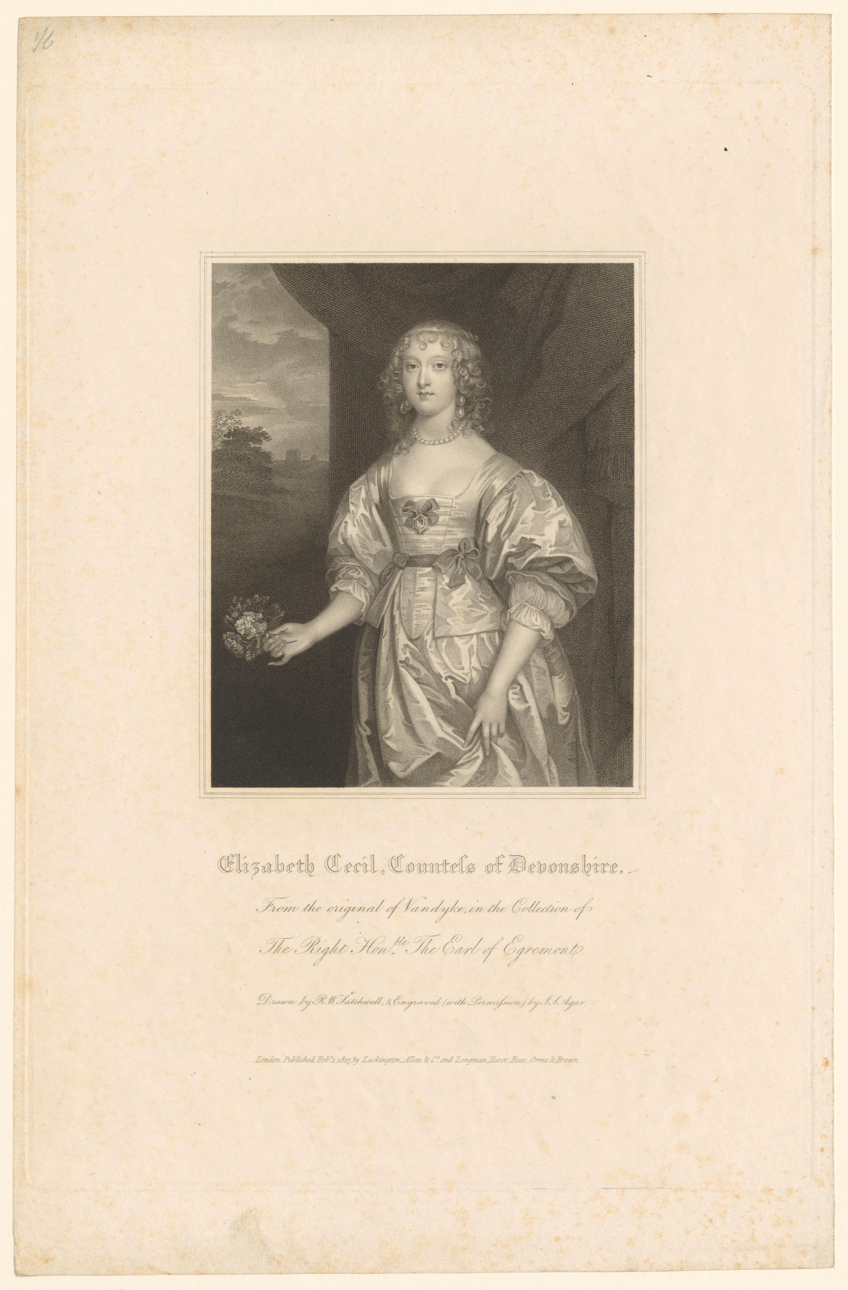Portret van Elizabeth Cavendish, gravin van Devonshire
