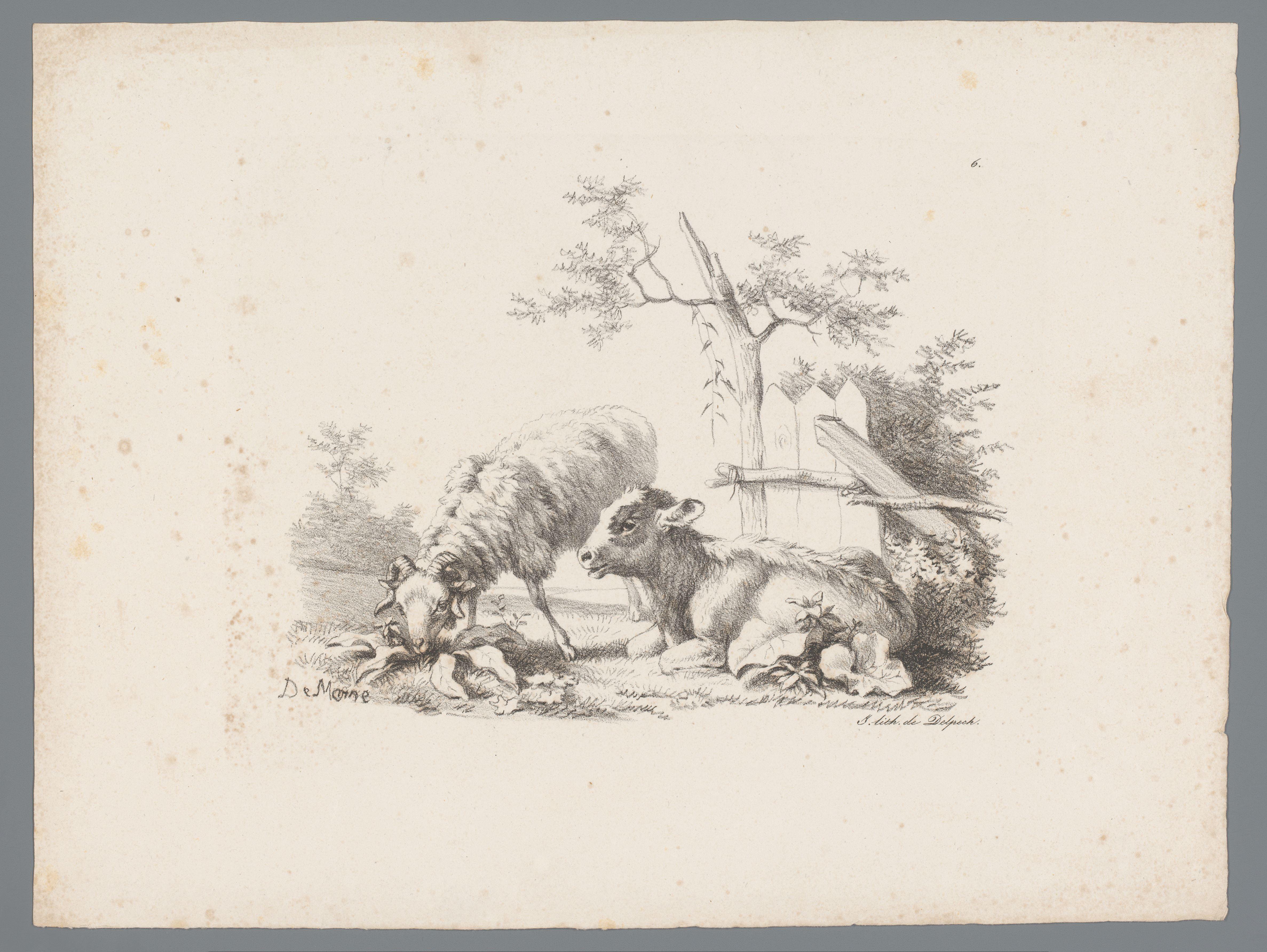 Landschap met kalf en ram
