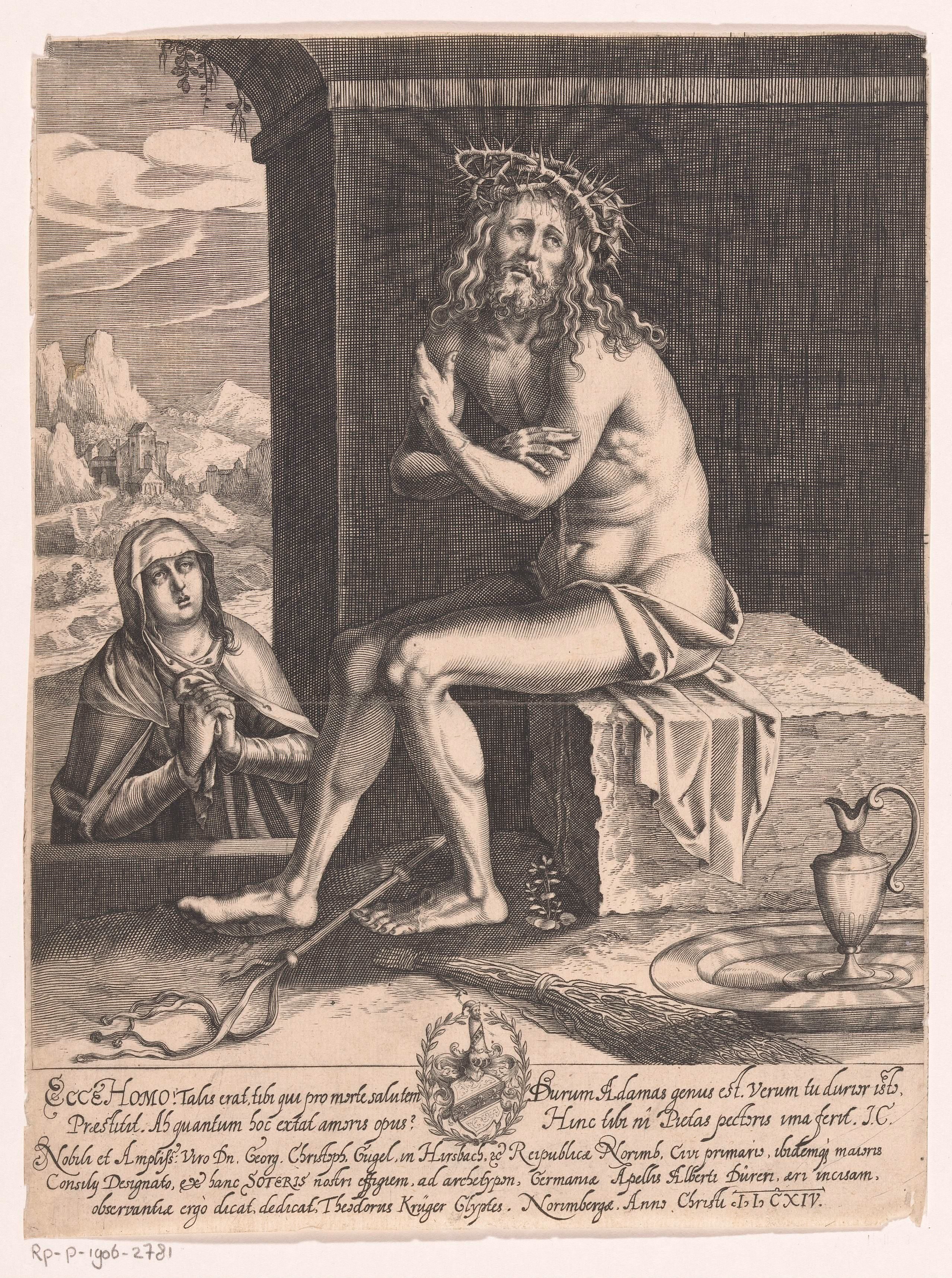 Christus als Man van Smarten, vergezeld door Maria