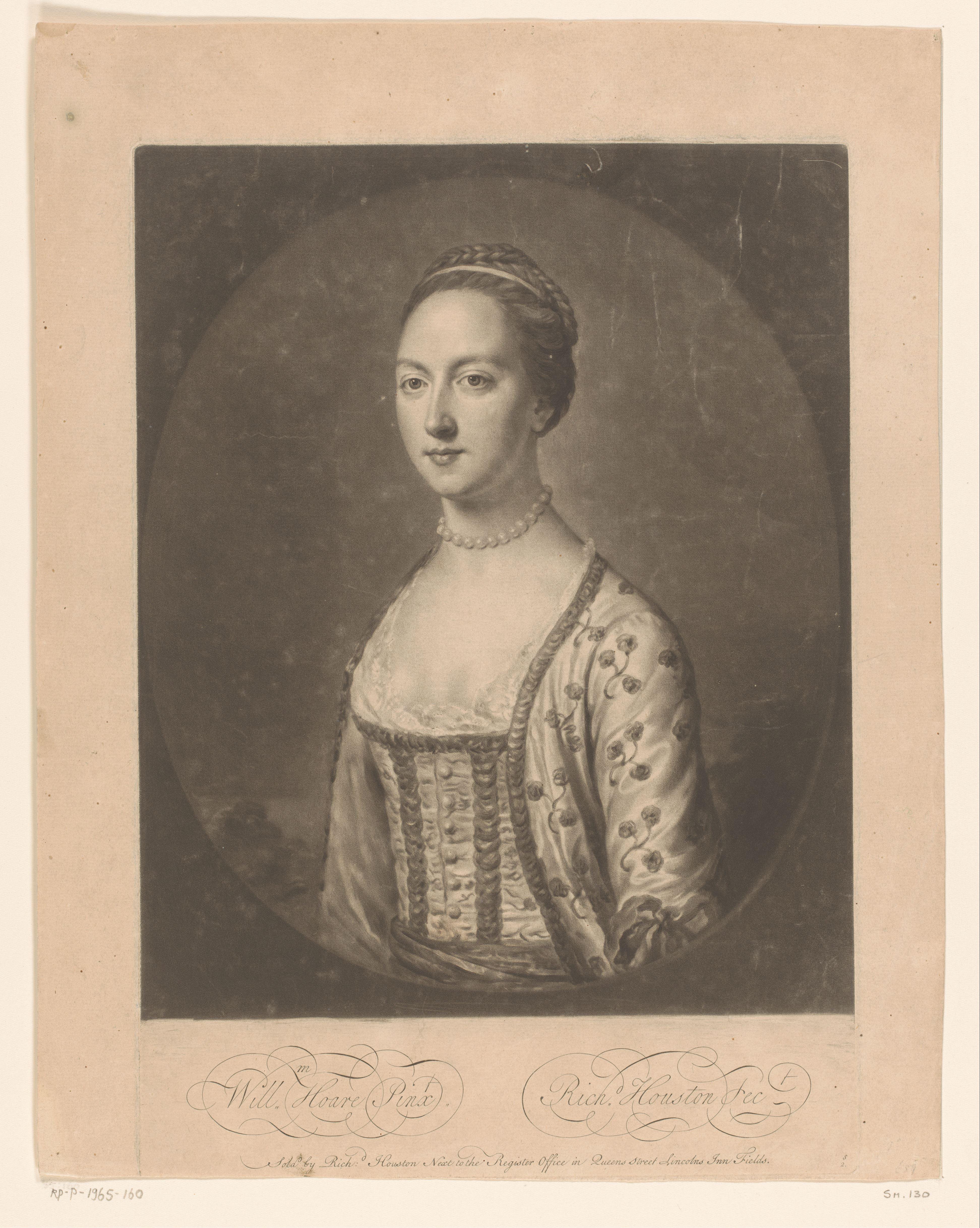 Portret van een onbekende vrouw in een gebloemde jurk