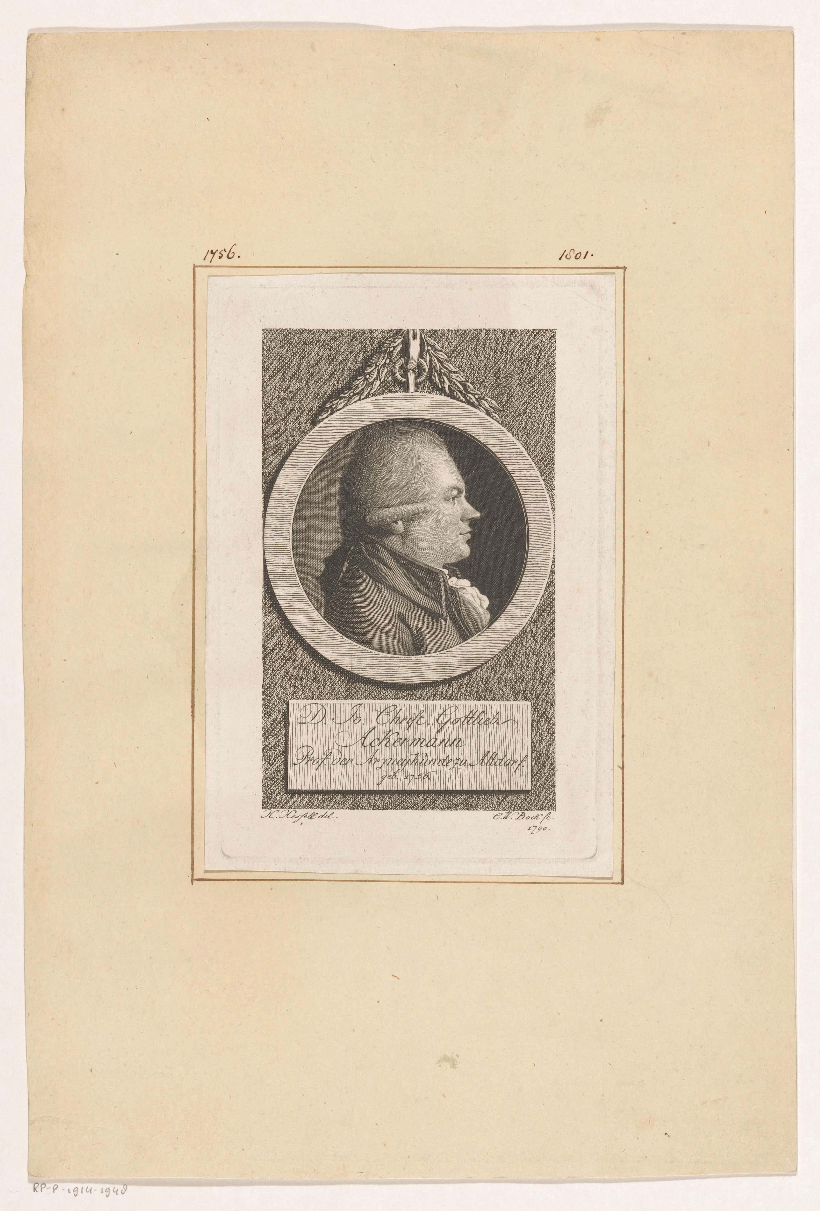 Portret van Johann Christian Gottlieb Ackermann