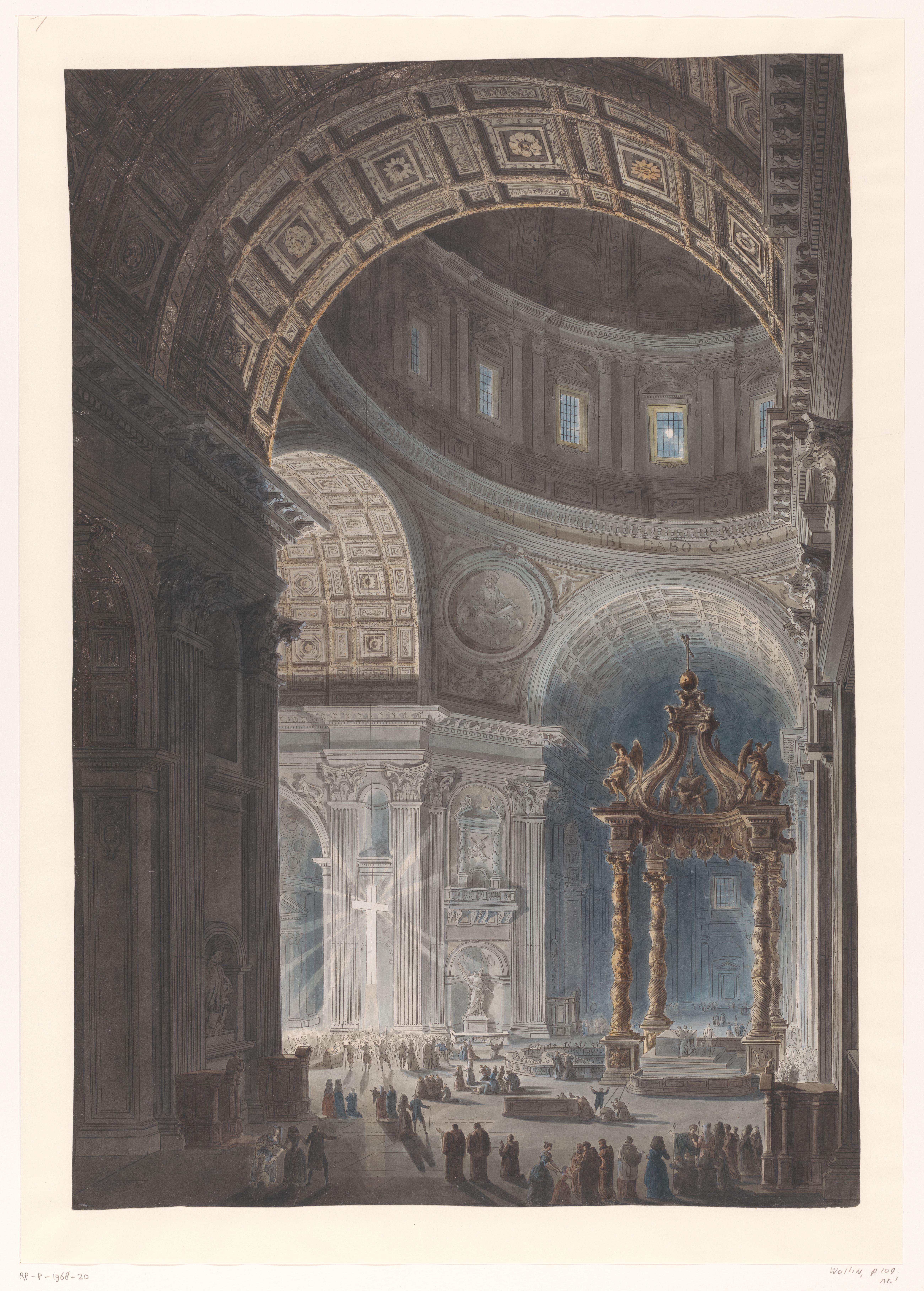 De verlichting van het kruis in de Sint-Pieter in Rome