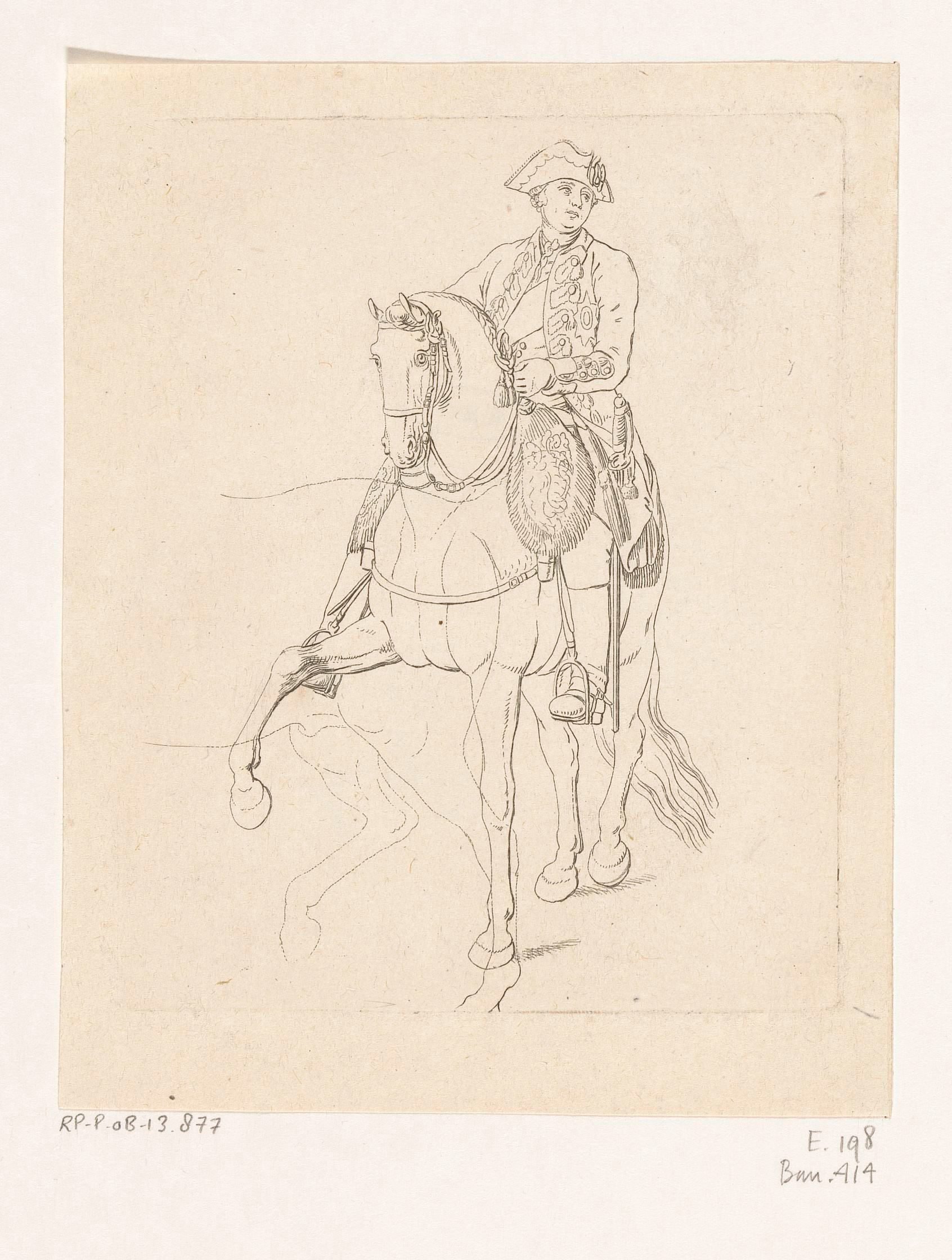 Portret van kroonprins Frederik Willem te paard