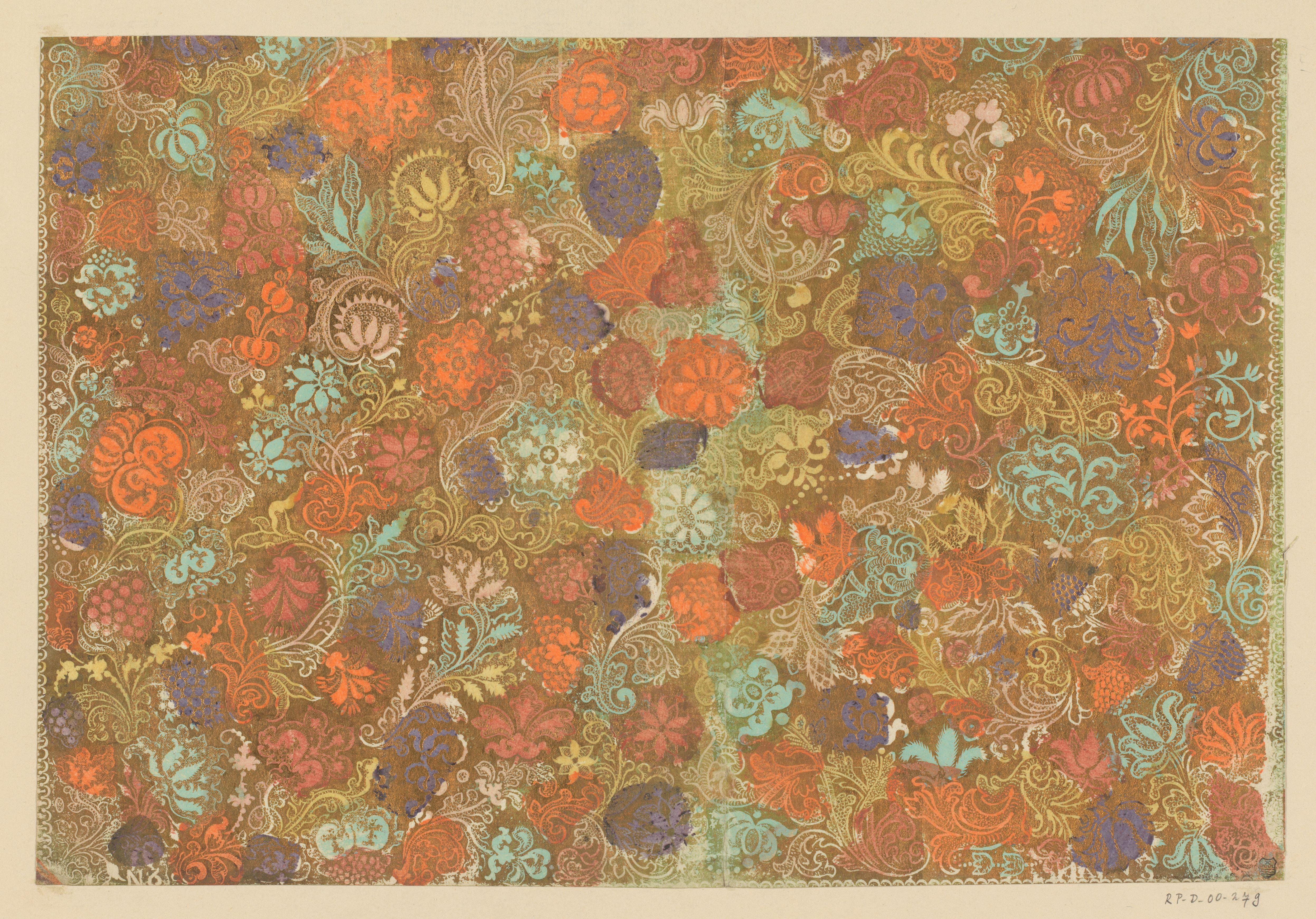 Blad met bloemen en vruchten