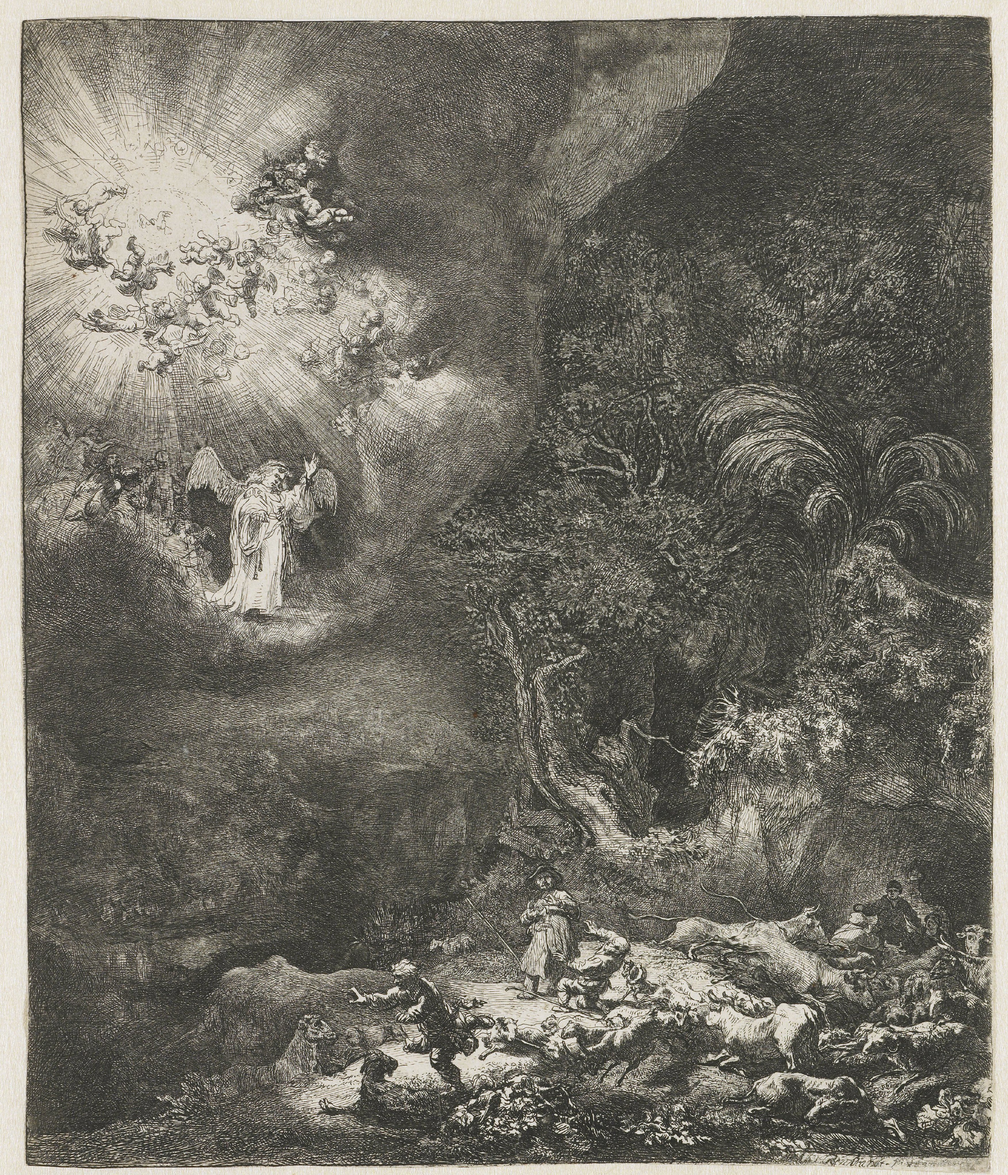 The angel appearing to the shepherds