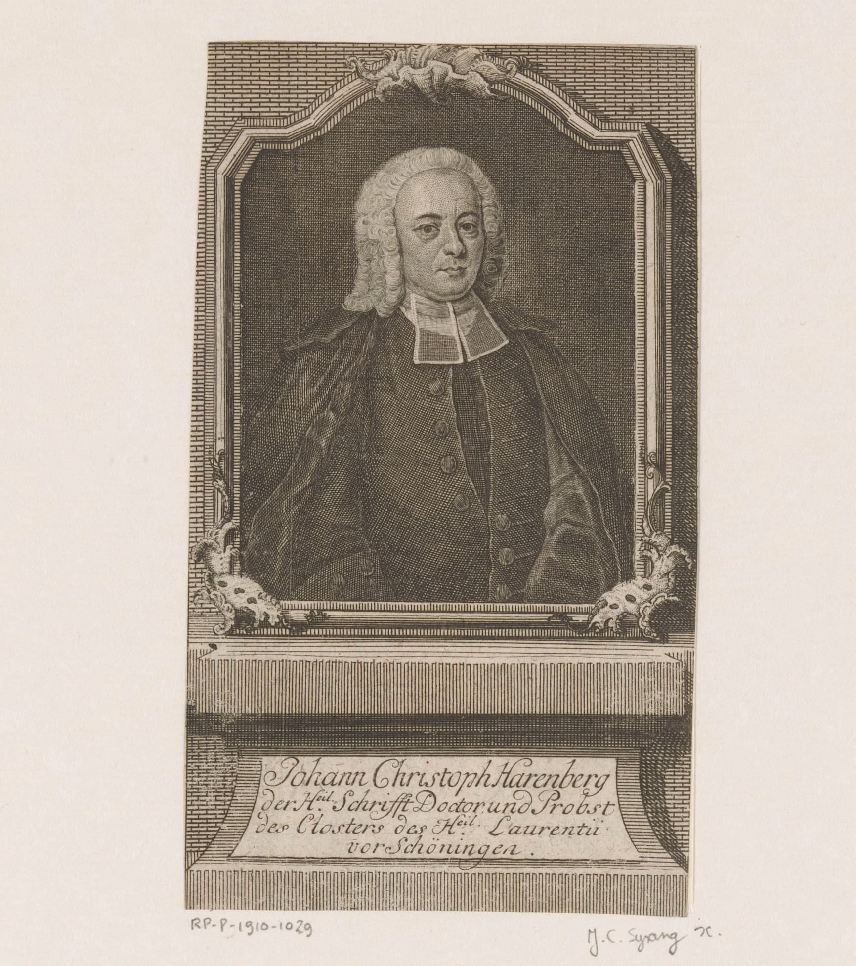 Portret van Johann Christoph Harenberg