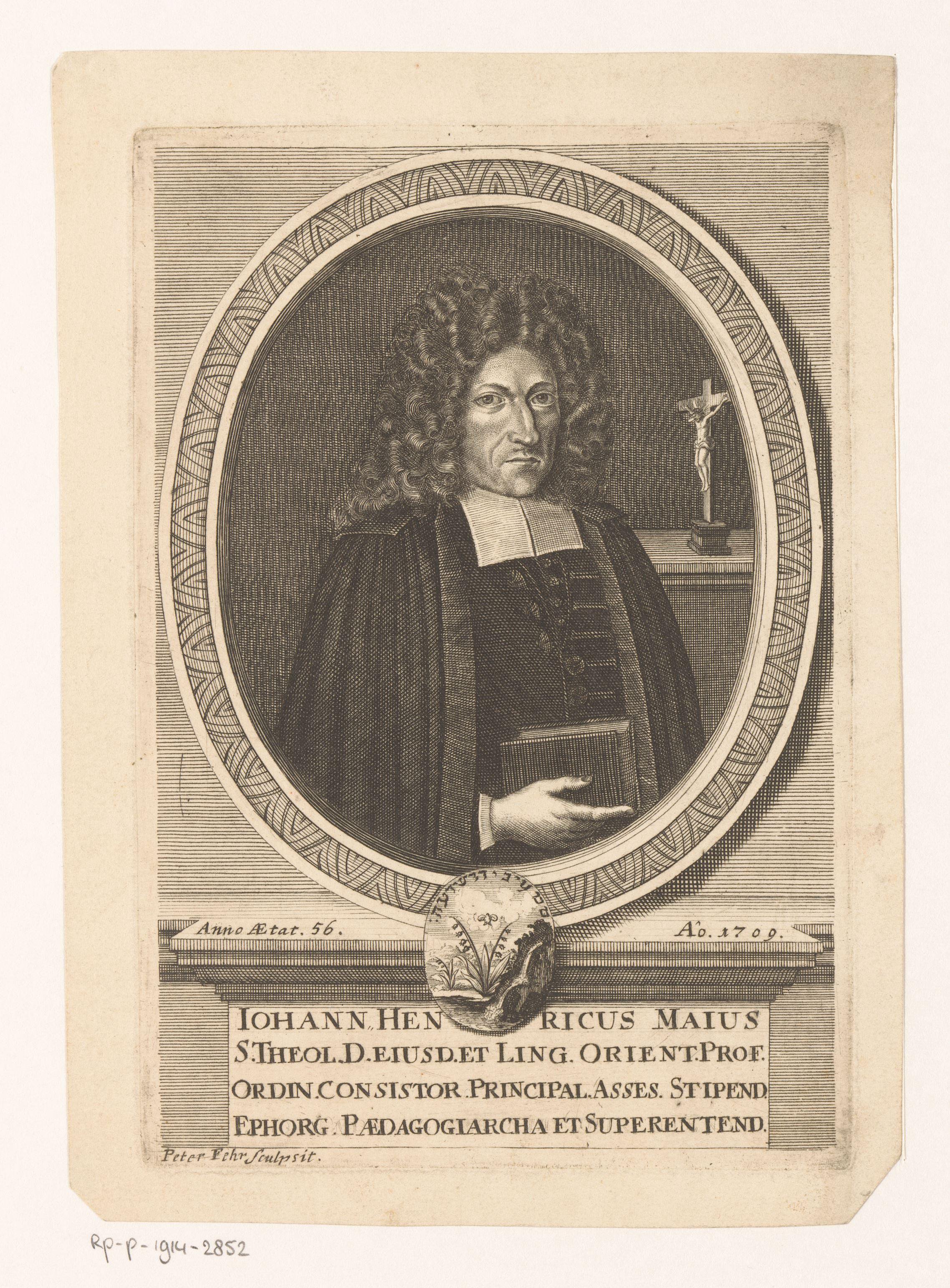 Portret van Johann Heinrich Majus op 56-jarige leeftijd
