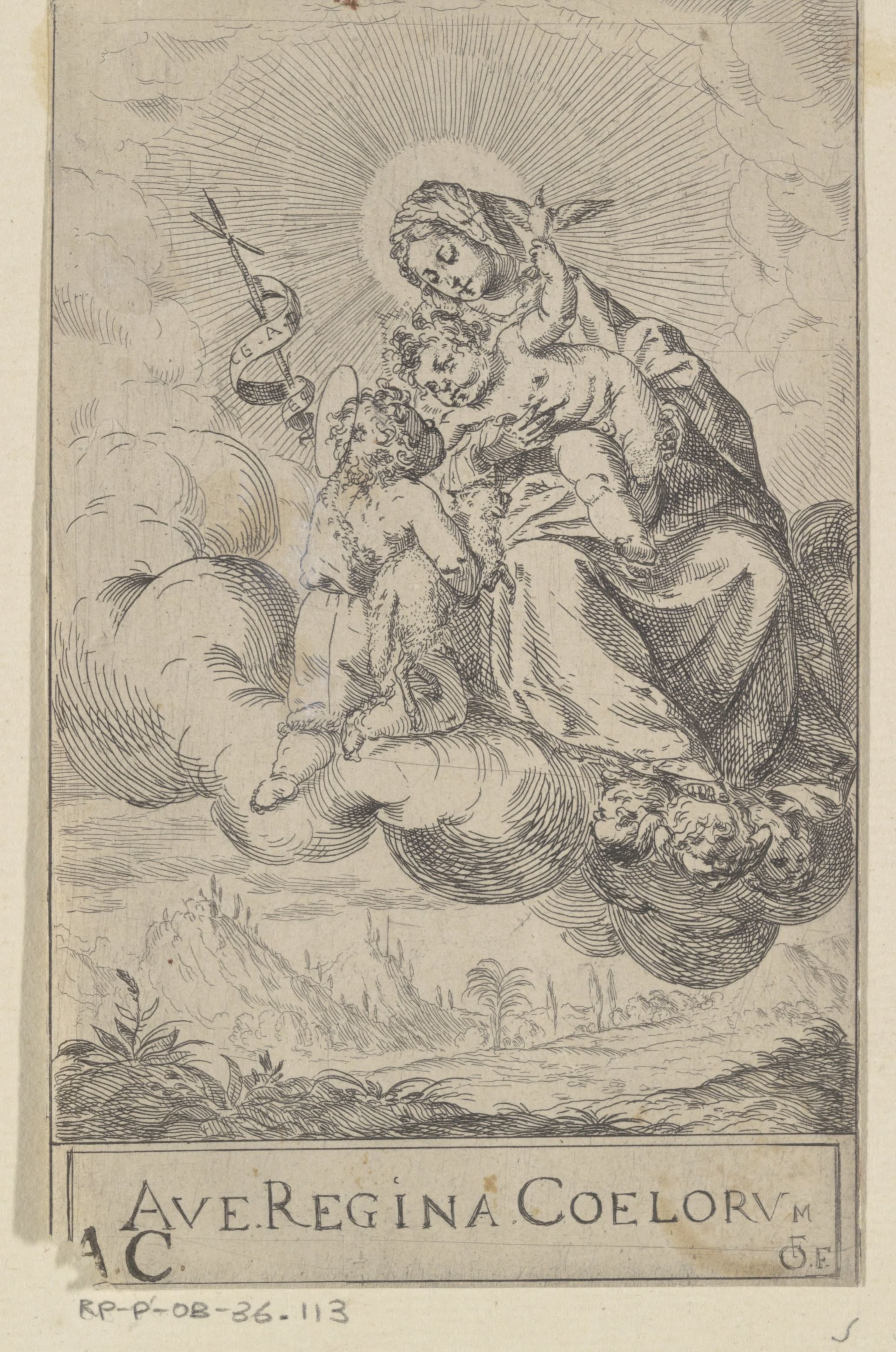 Maria met Kind en de jonge Johannes de Doper op een wolk