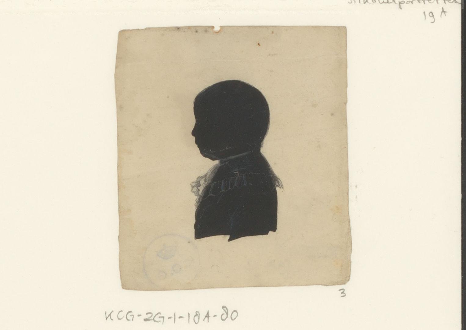 Silhouetportret van een onbekende jongen met kraag