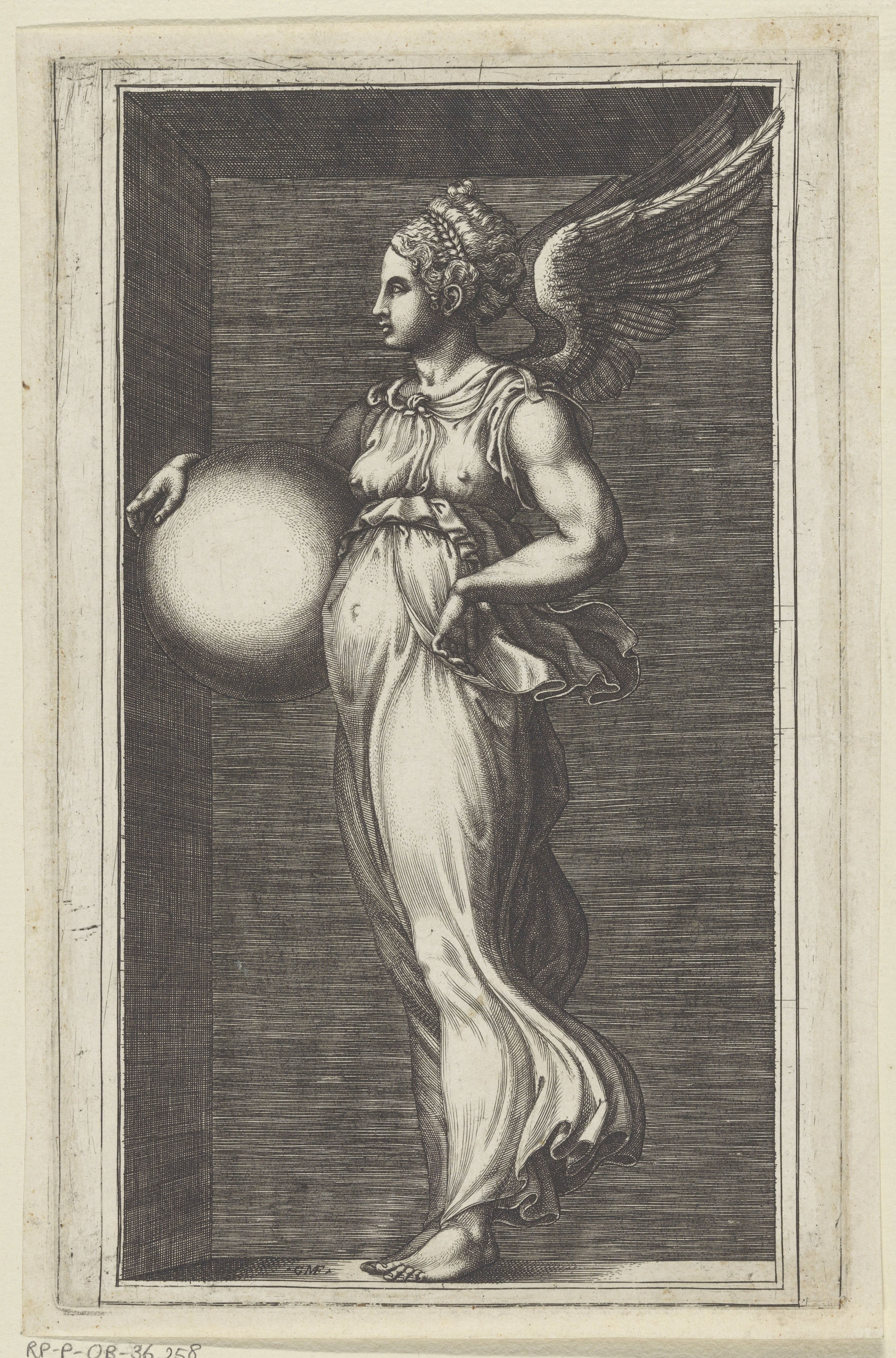 Allegorische figuur met een bol