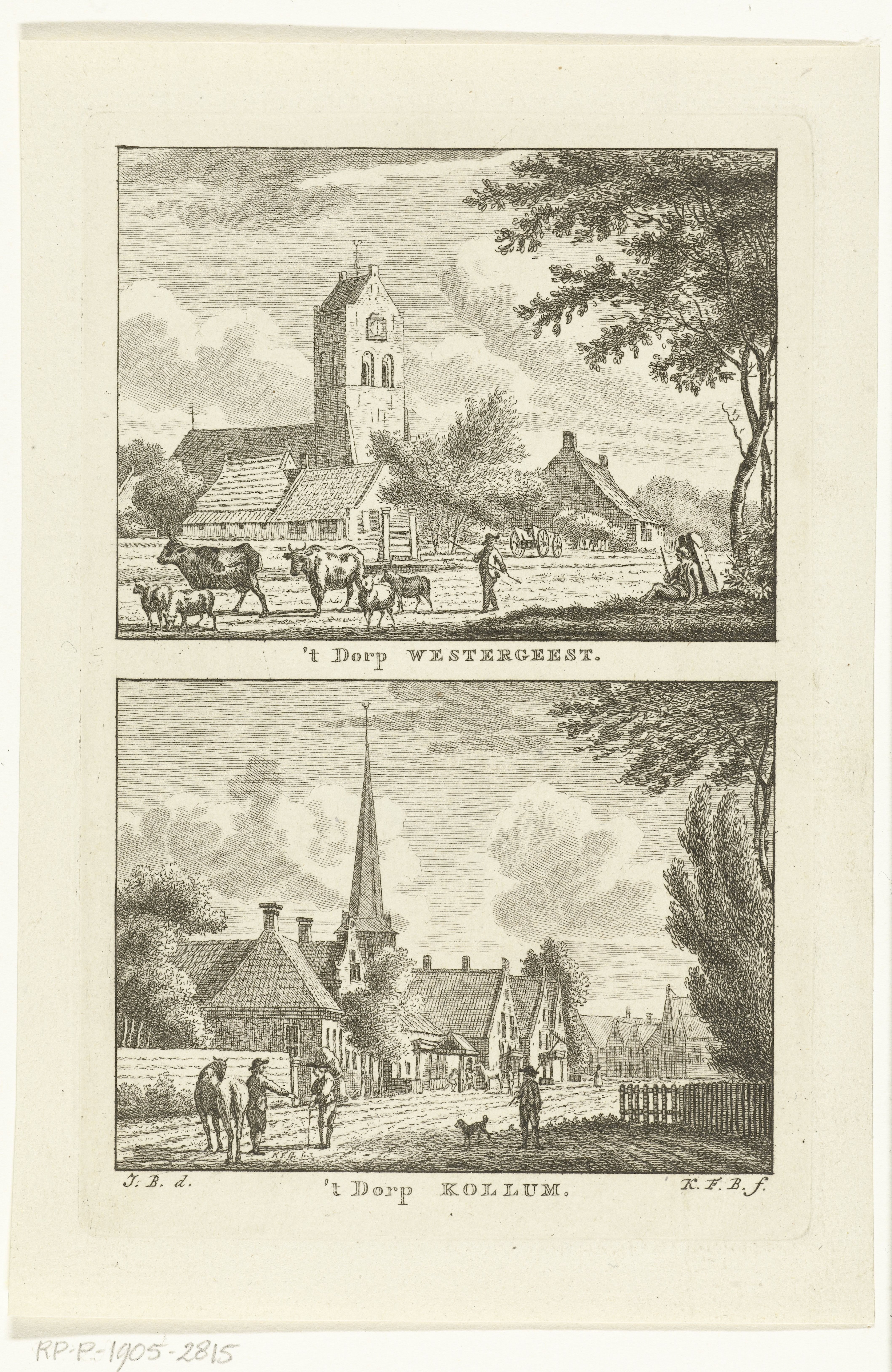 Gezicht op het dorp Westergeest en dorpsgezicht te Kollum