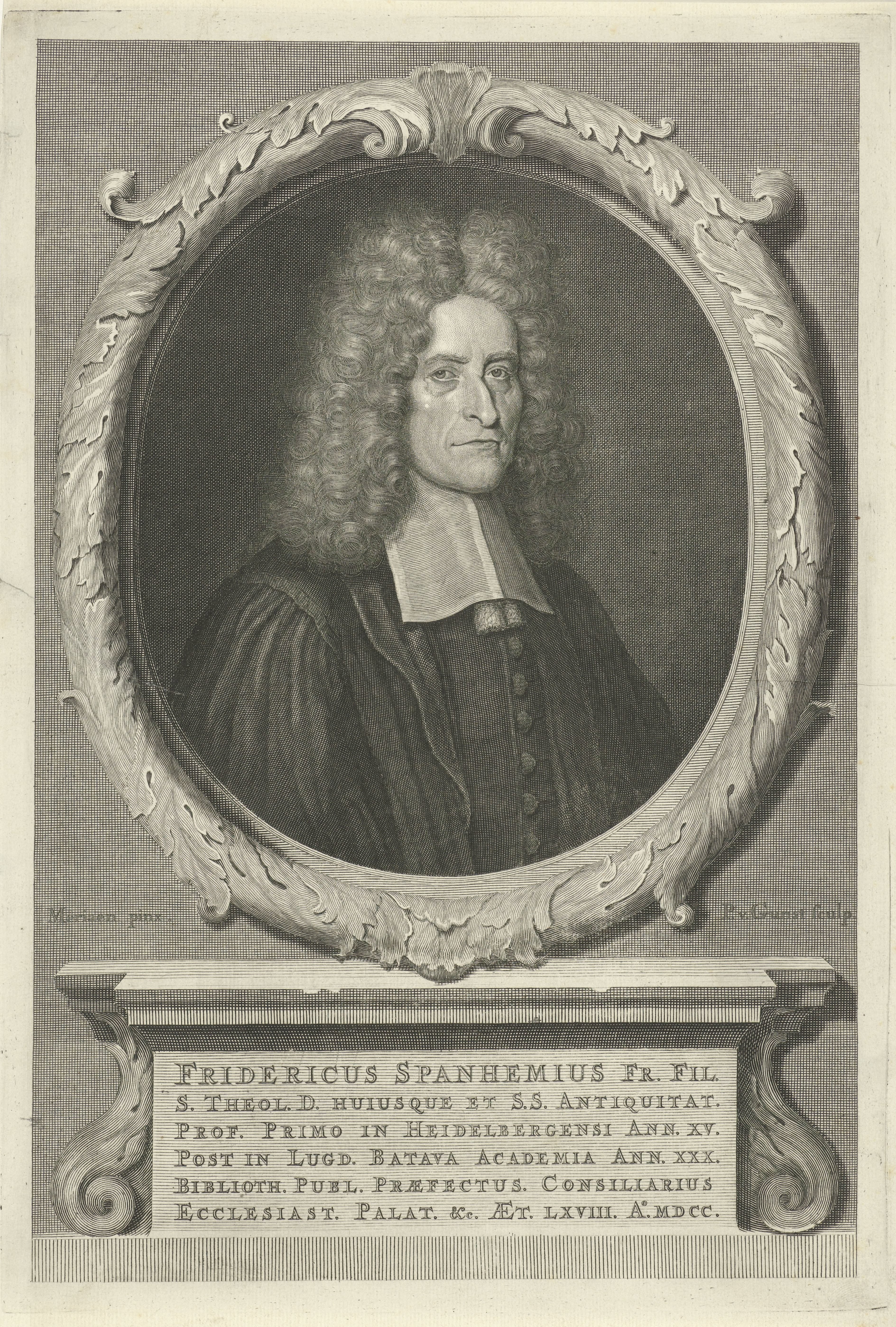 Portret van Frederick Spanheim de jongere op 68-jarige leeftijd