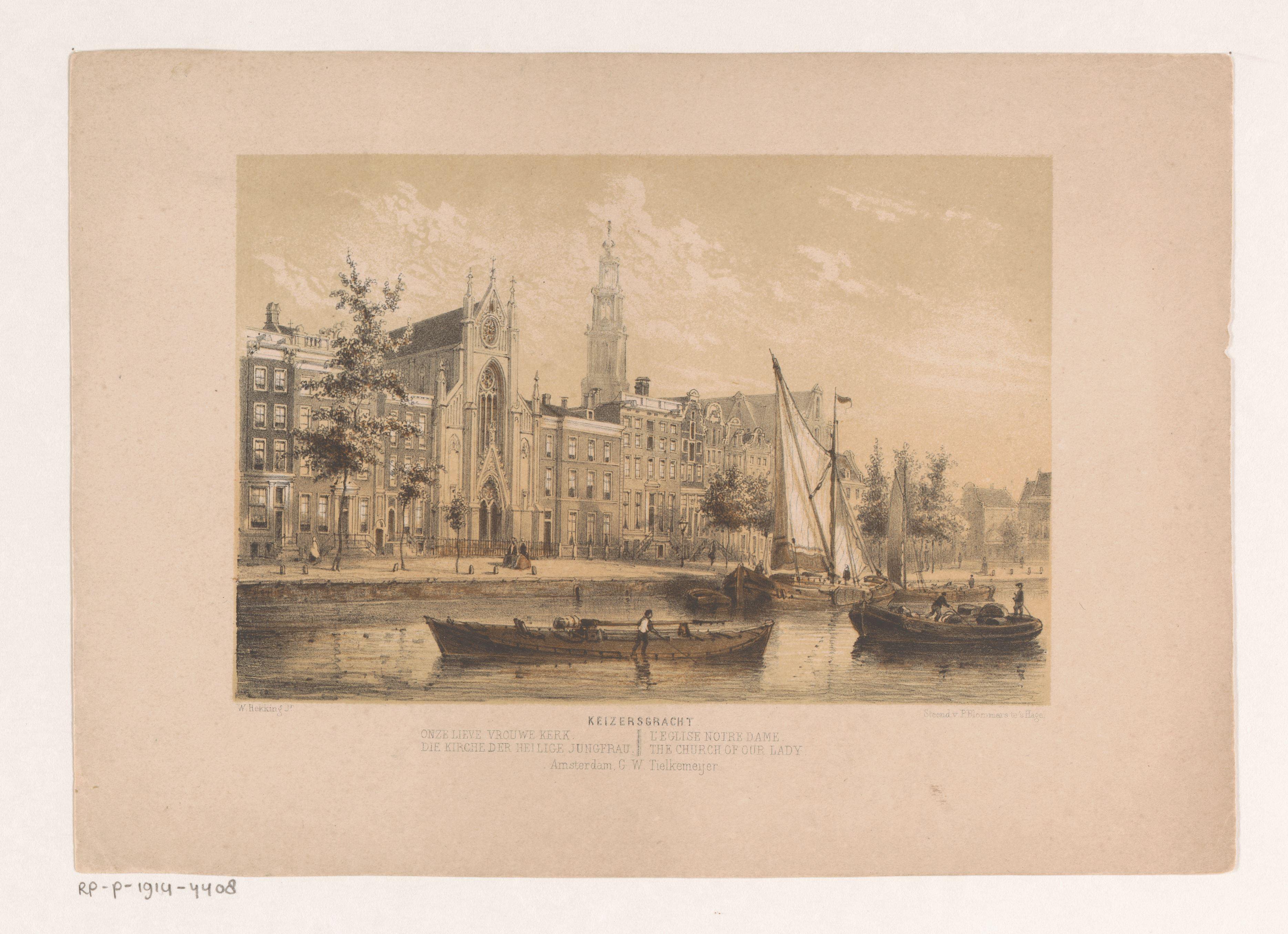 Keizersgracht met Onze-Lieve-Vrouwekerk in Amsterdam