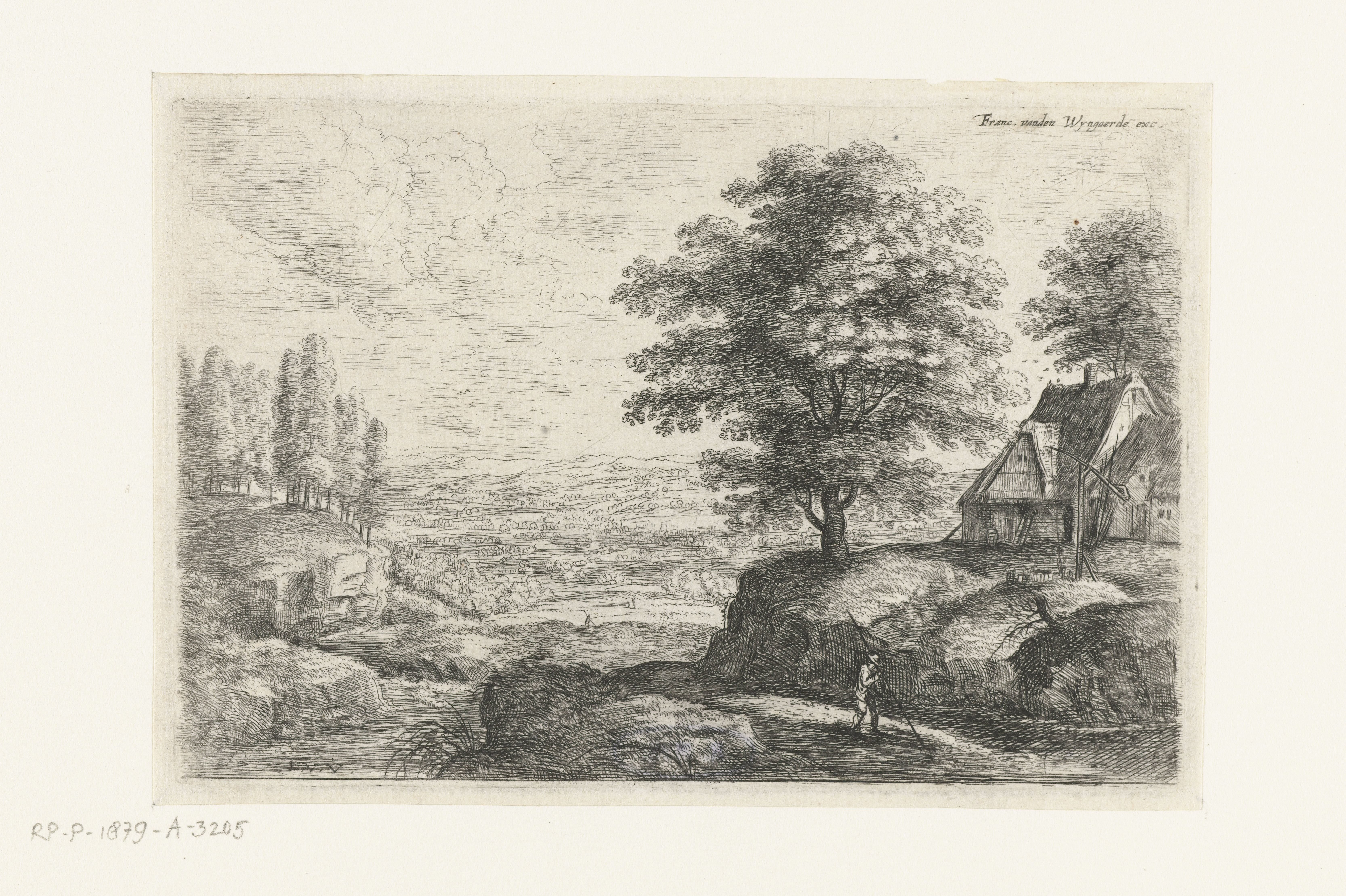 Landschap met een man met een staf