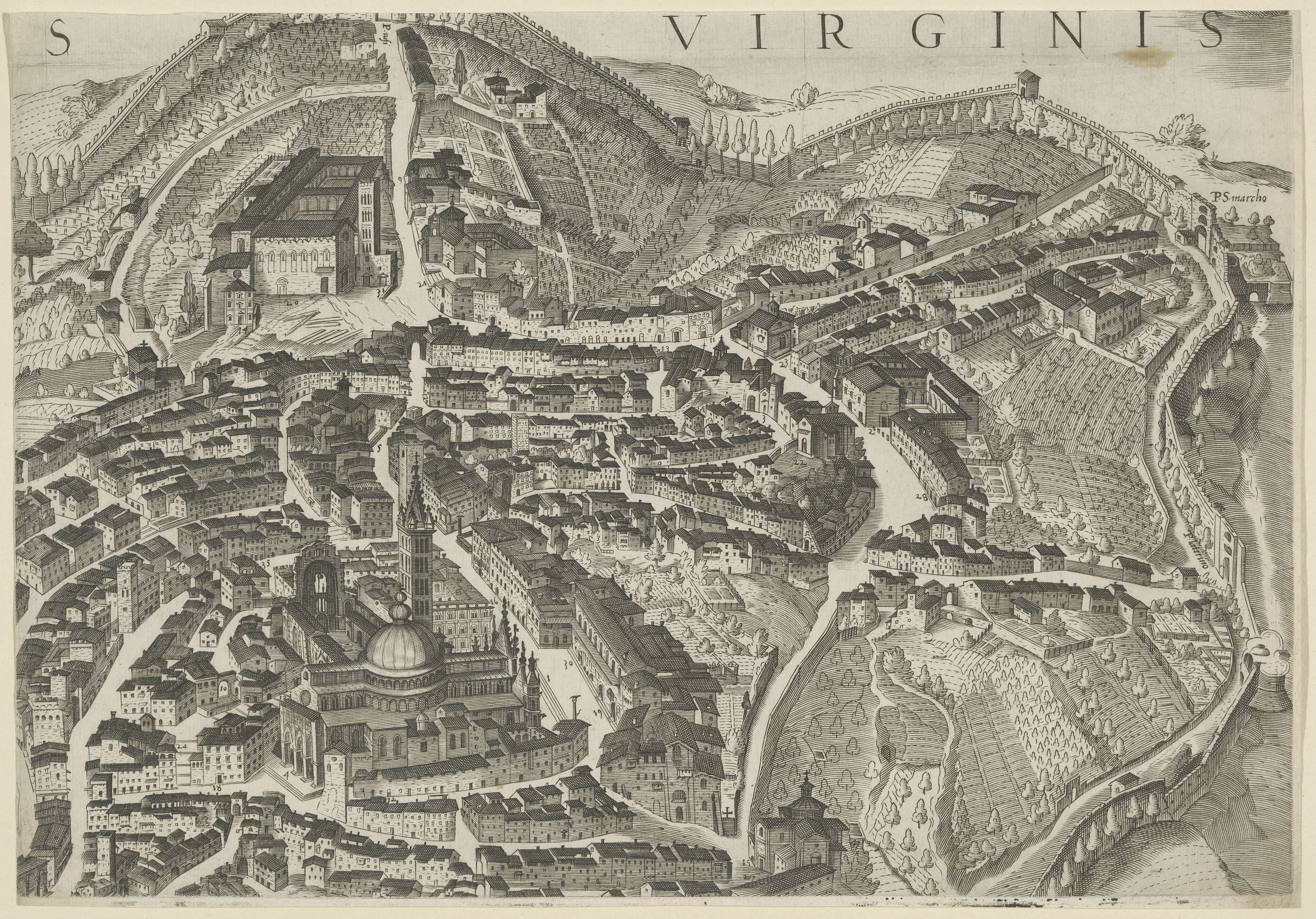 Plattegrond van Siena (deel midden rechts)