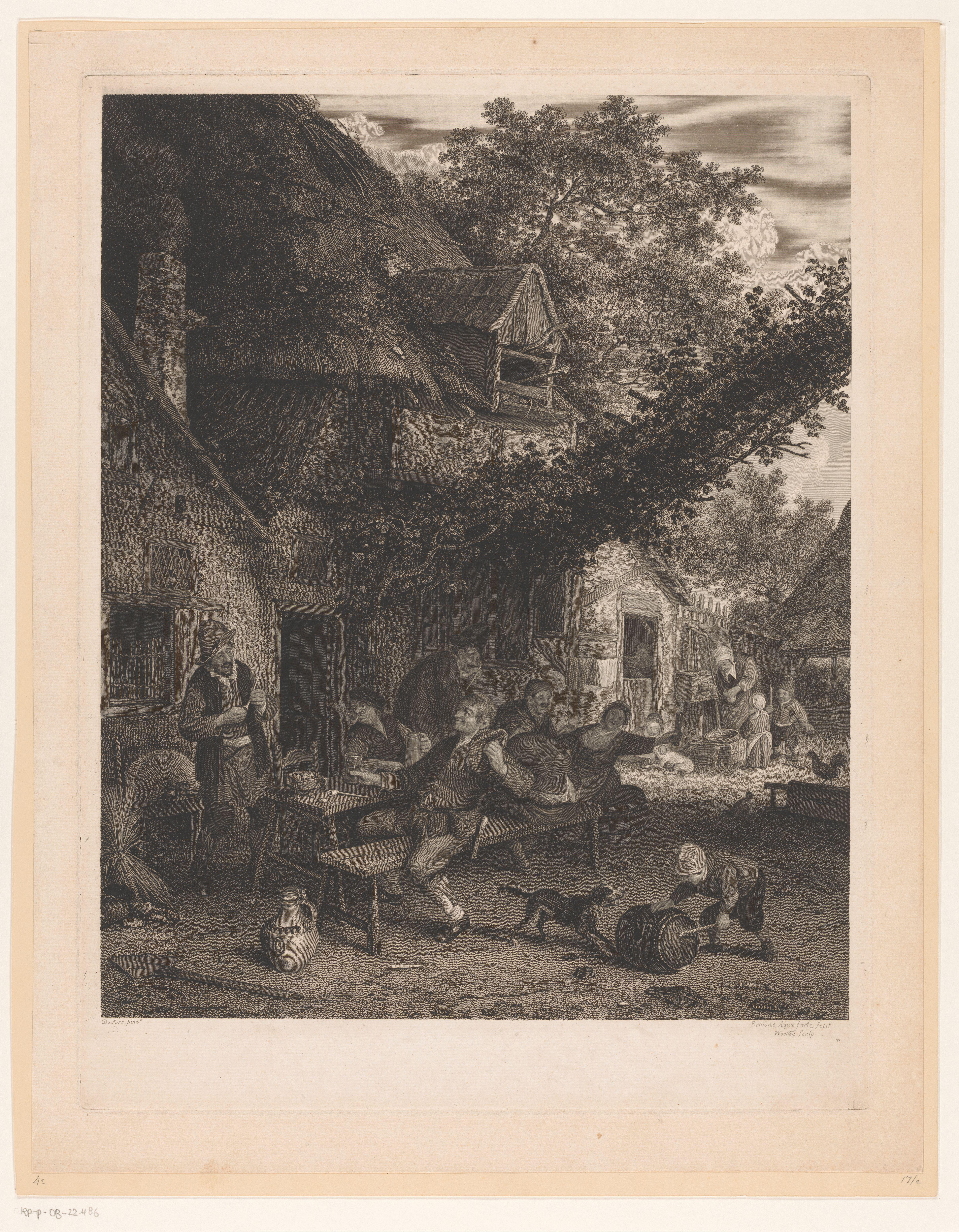 Vrolijke boeren bij een herberg
