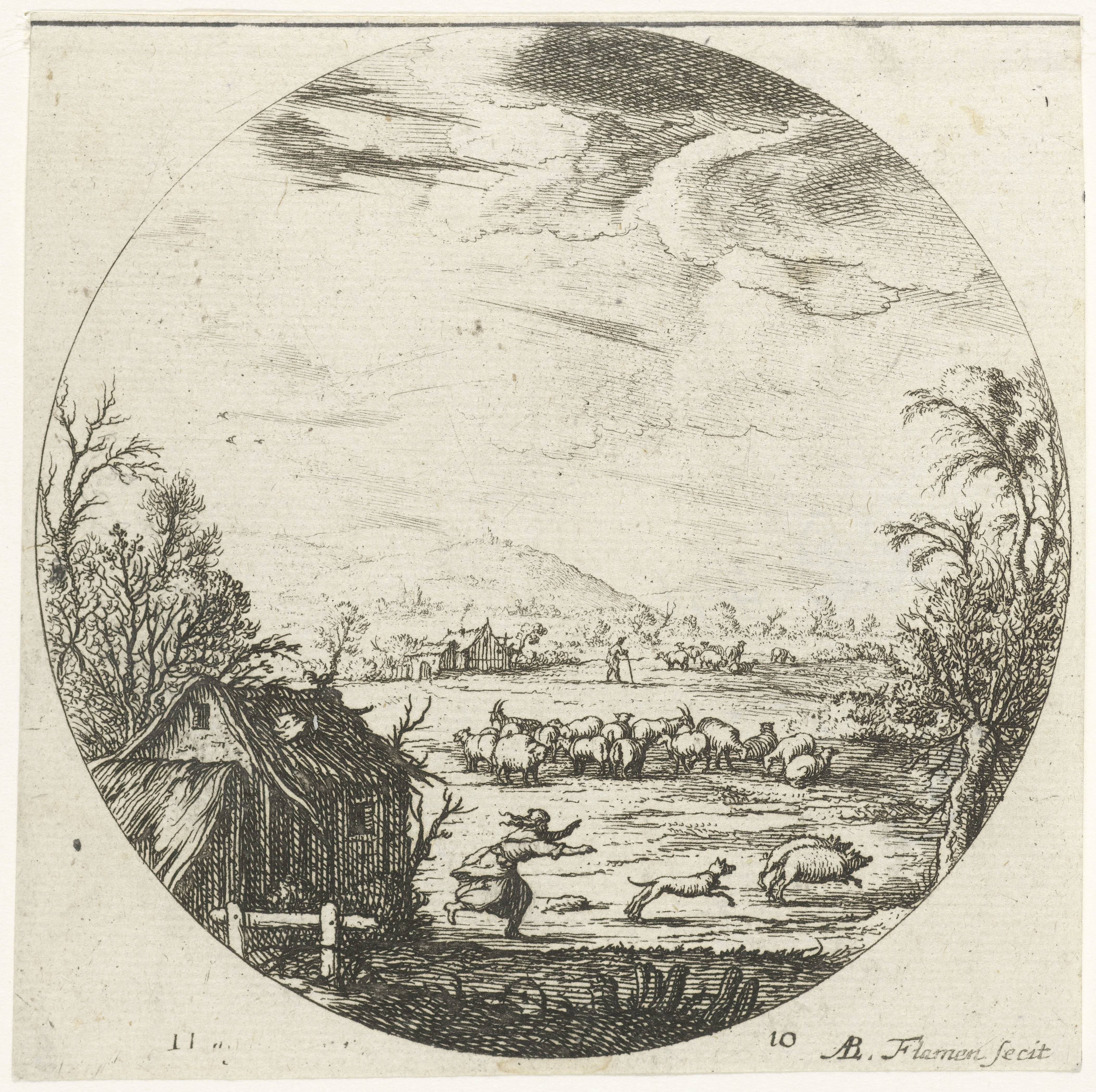 Landschap met kudde schapen