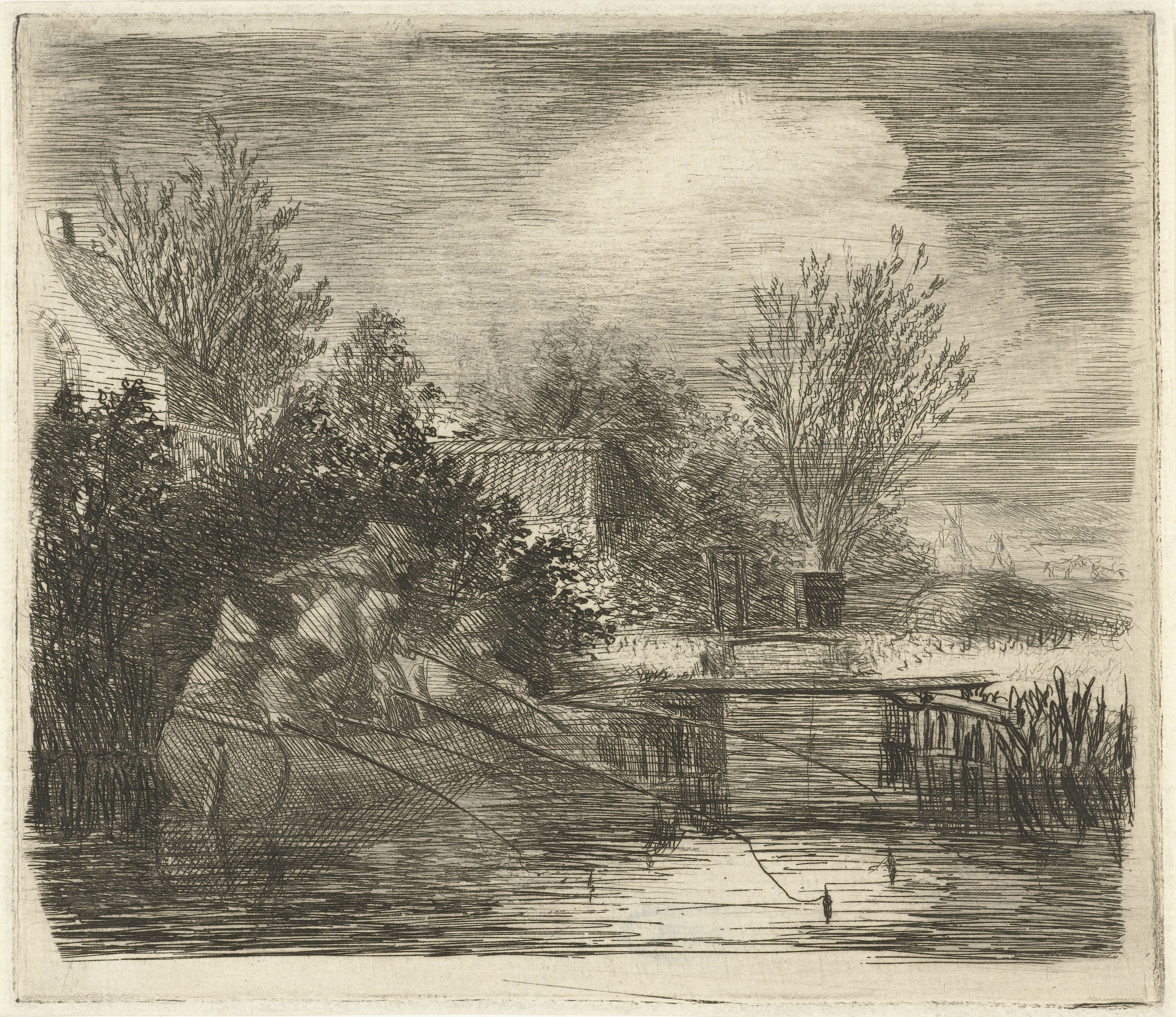 Hengelaars bij een rivier