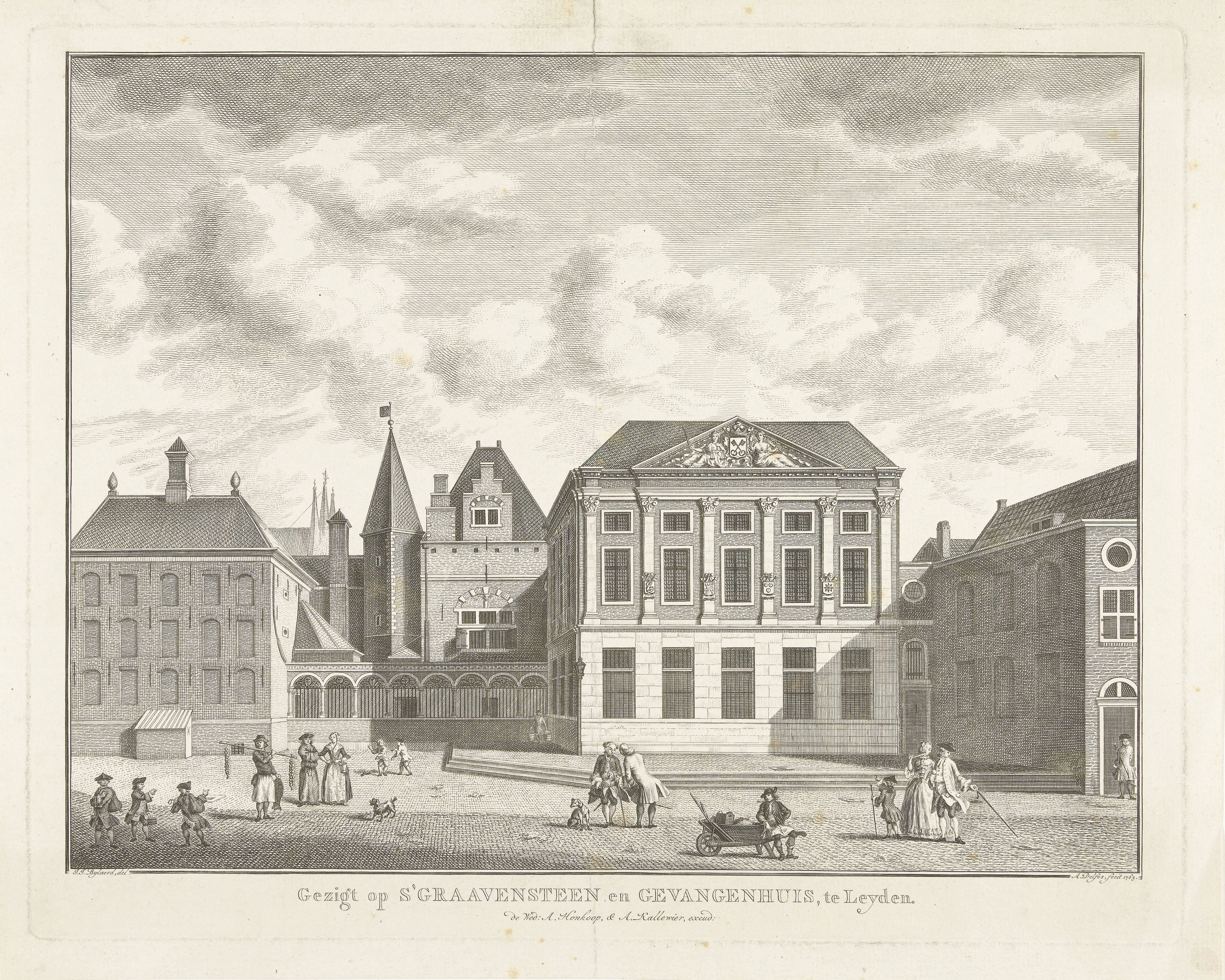 Gezicht op het Gravensteen te Leiden