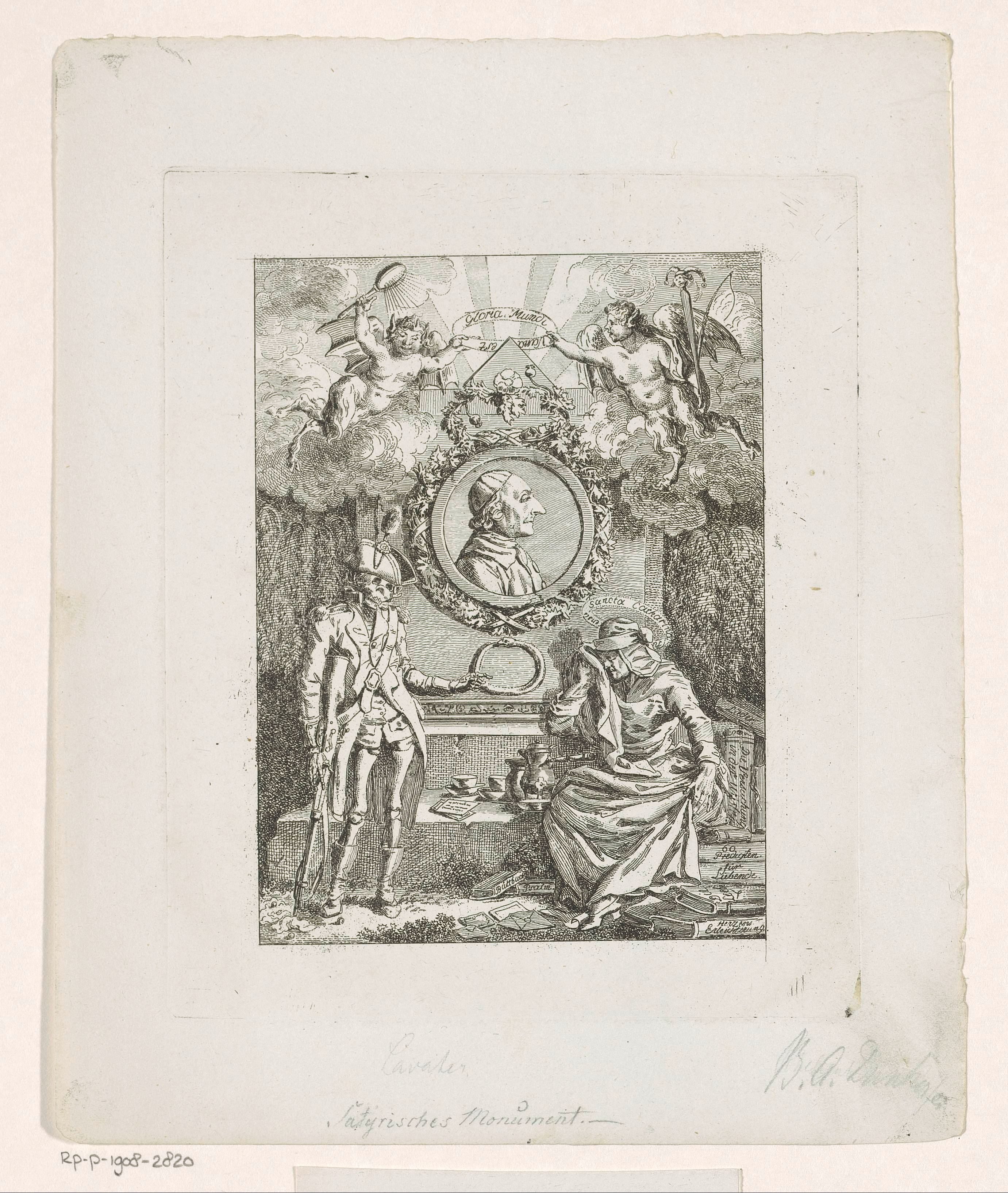 Satirische allegorie rond het grafmonument van Johann Caspar Lavater