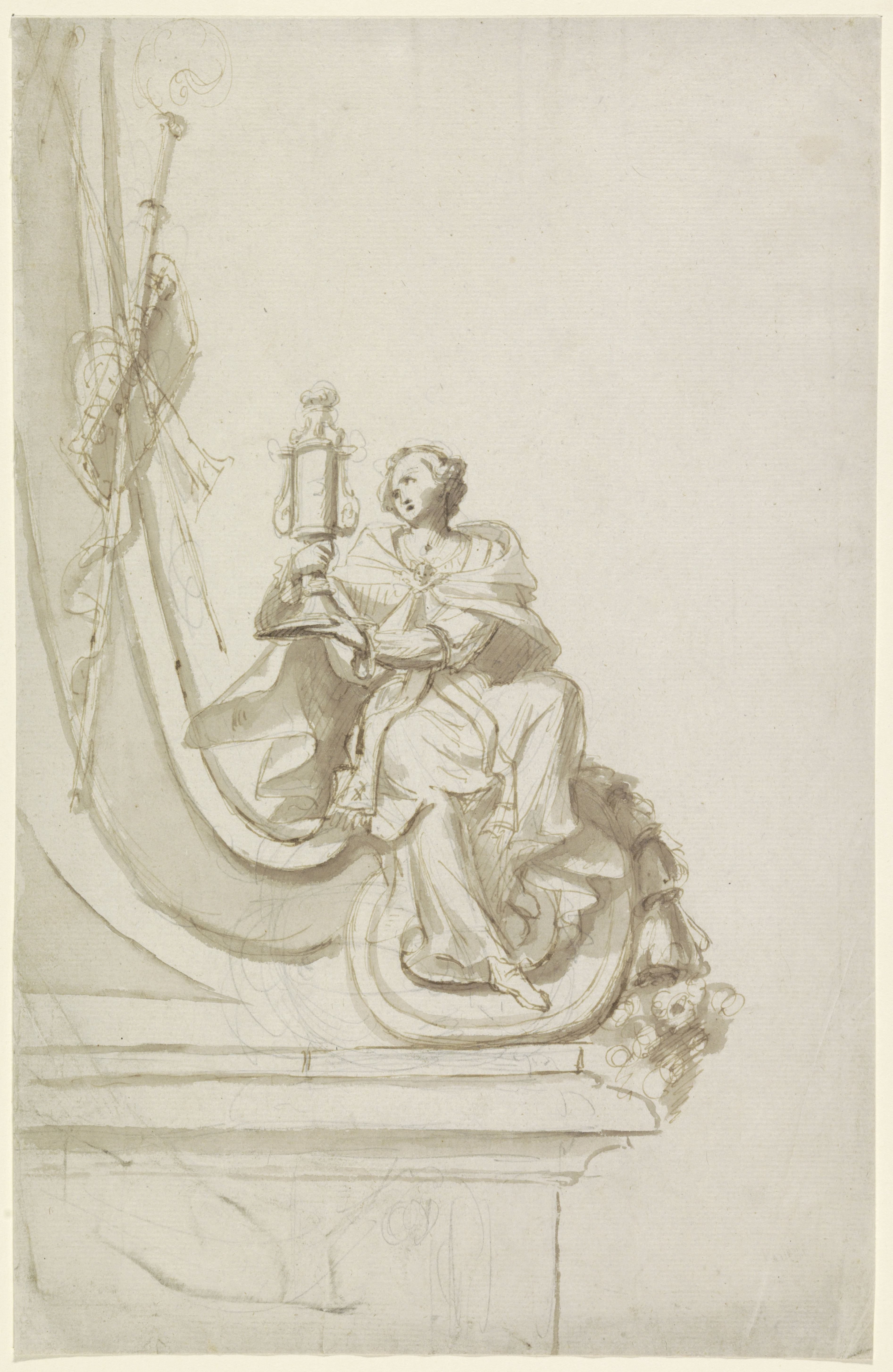 Voluut met zittende vrouw