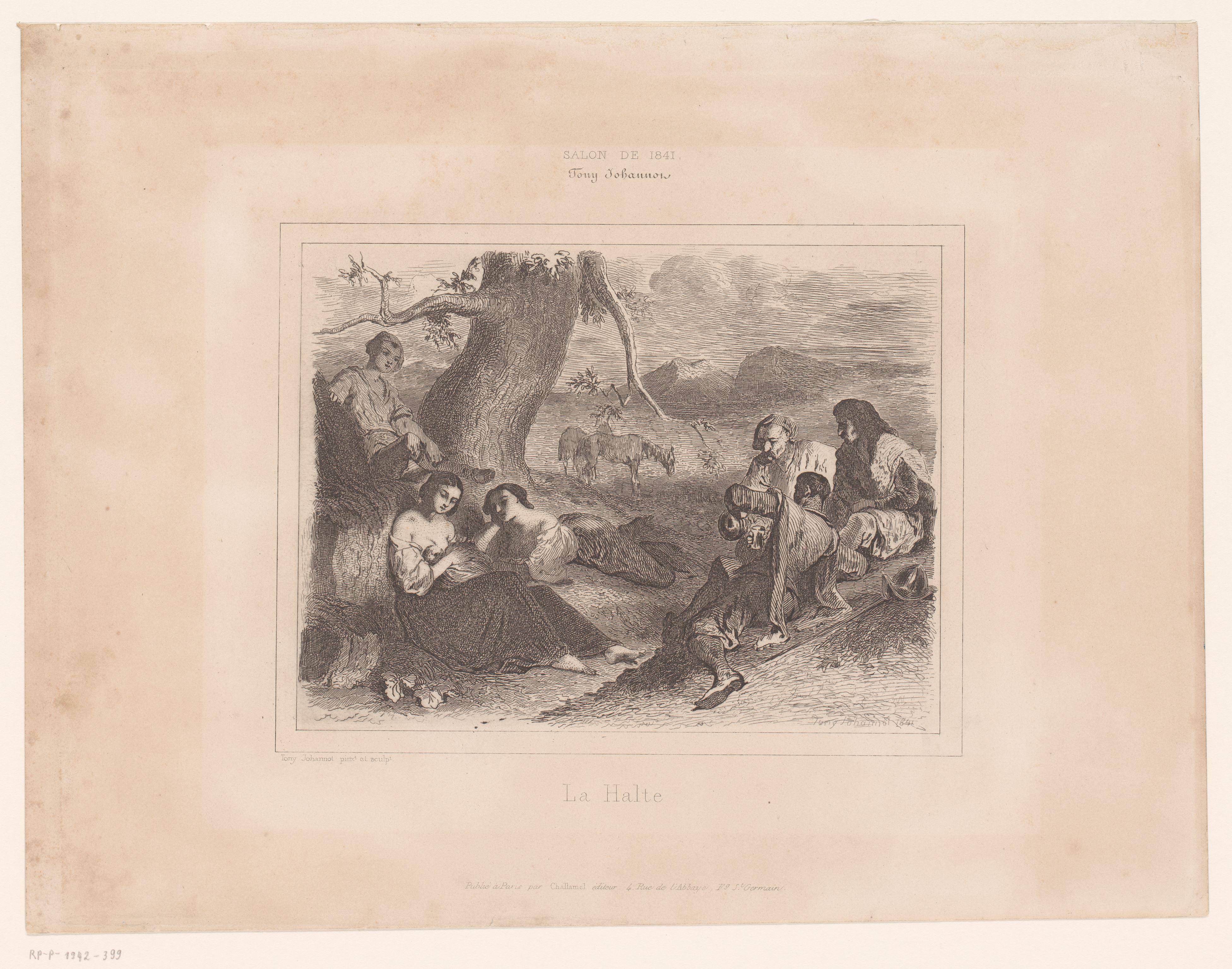 Rustende figuren in een landschap