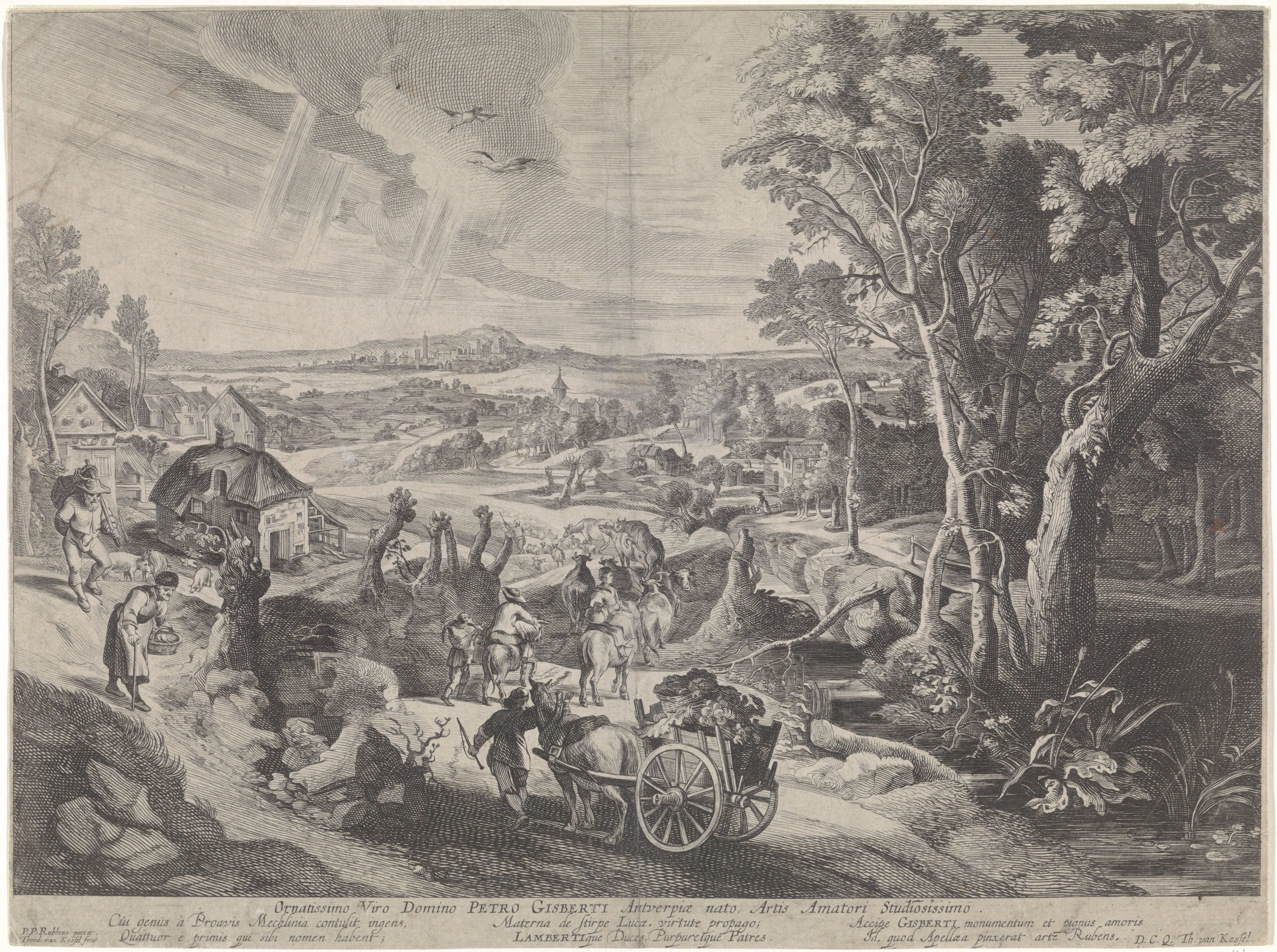 Landschap met wagen met groenten