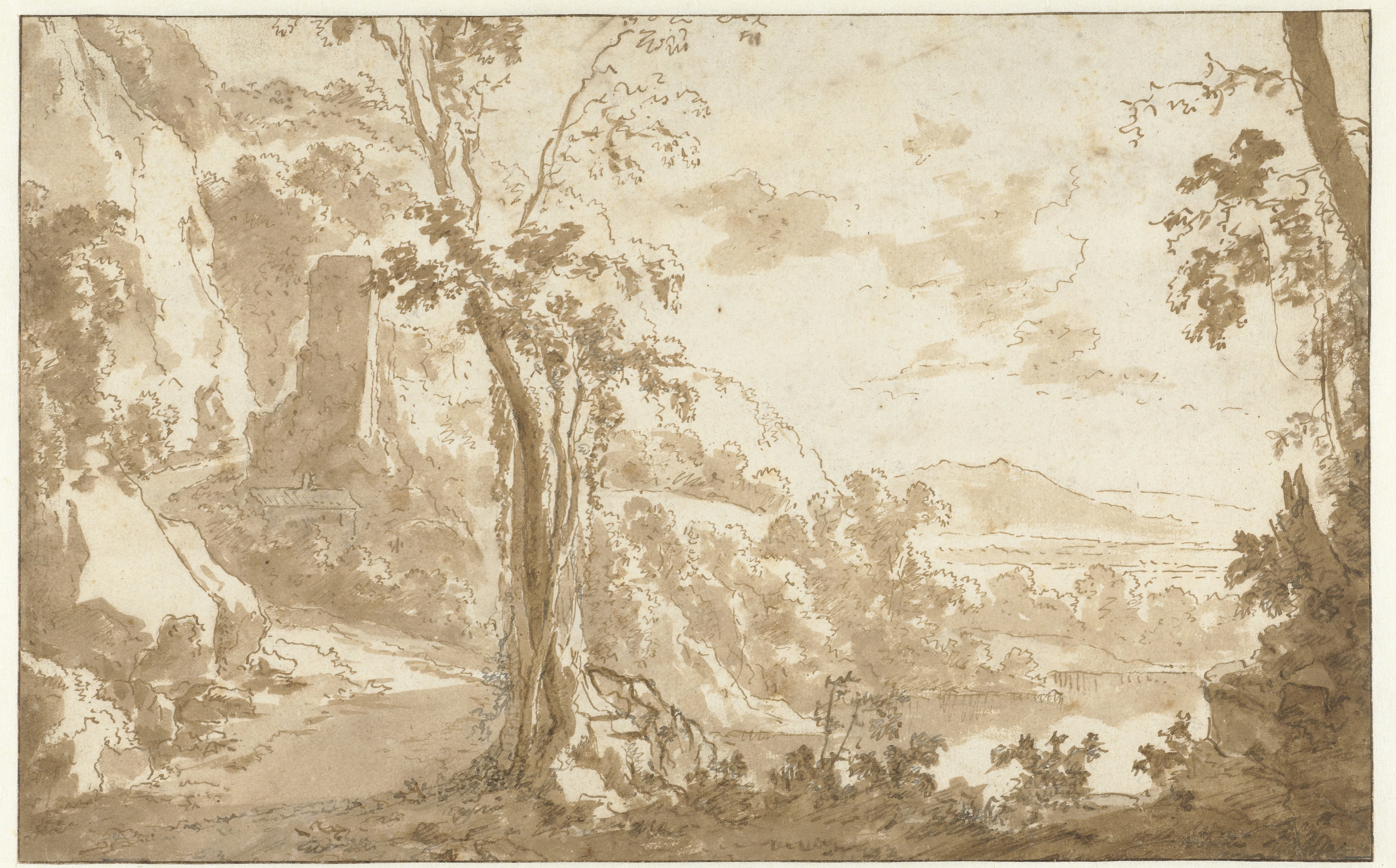 Berglandschap met een weg langs een meer