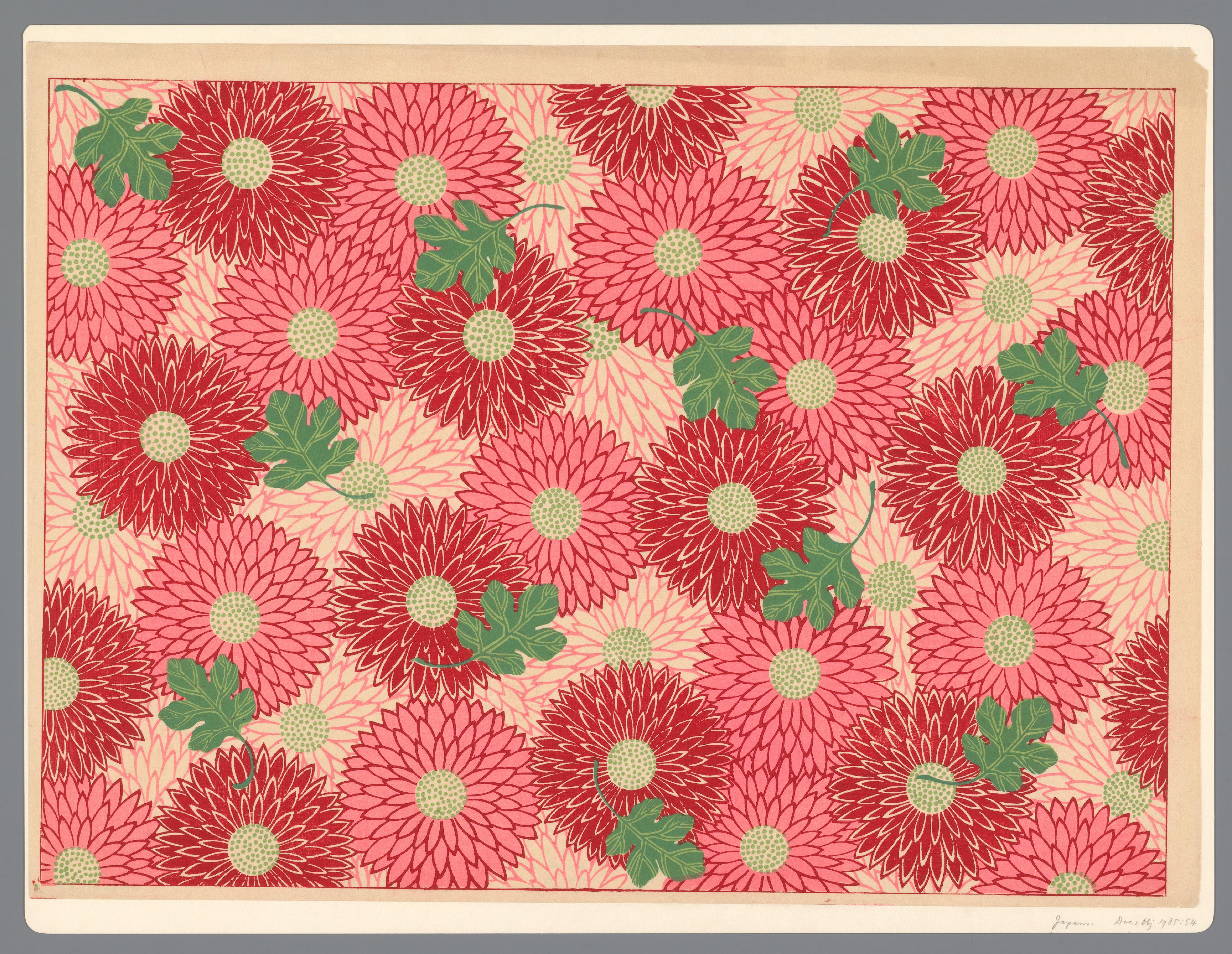 Blad met patroon van chrysanten