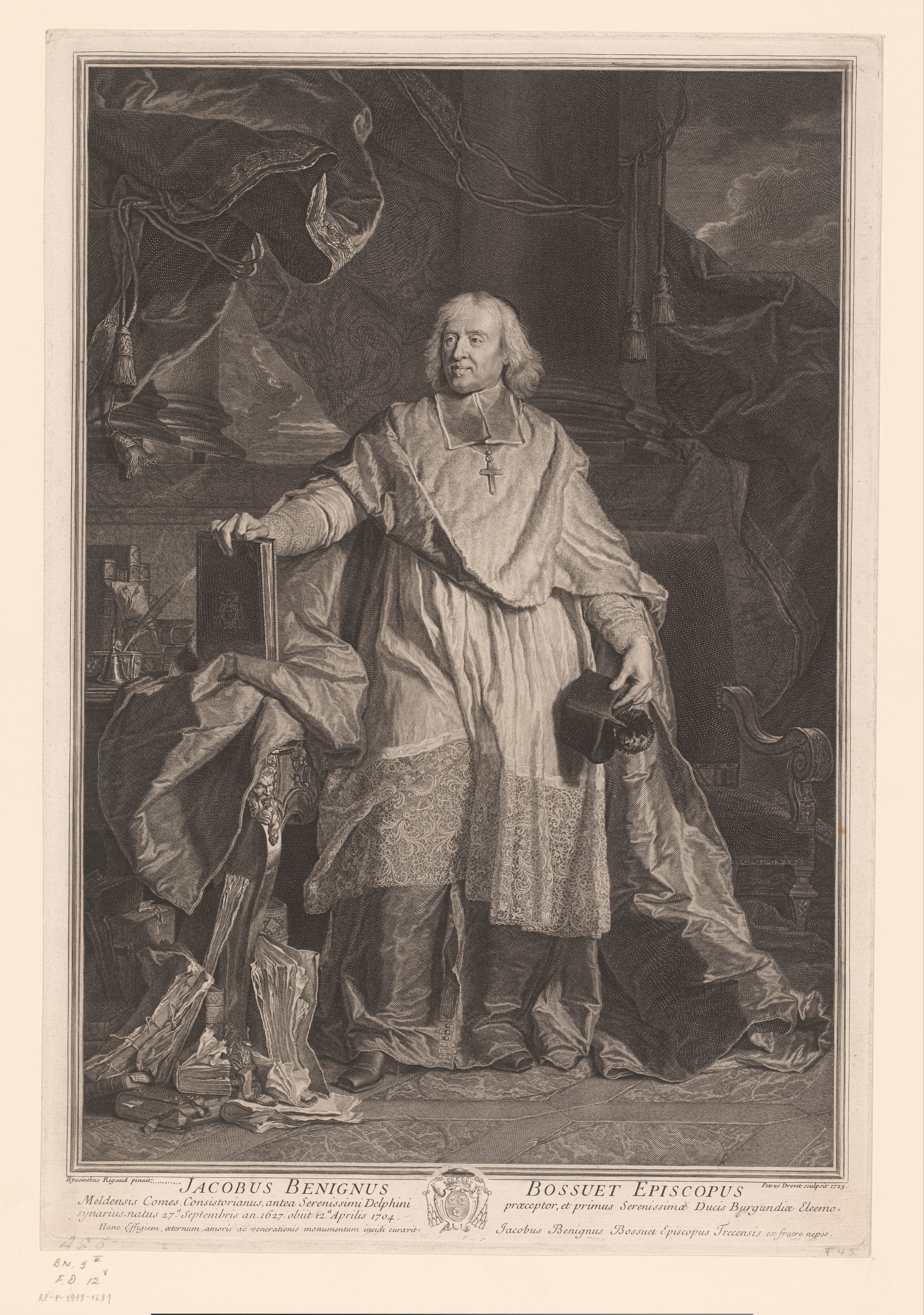 Portret van Jacques-Bénigne Bossuet in zijn studeervertrek