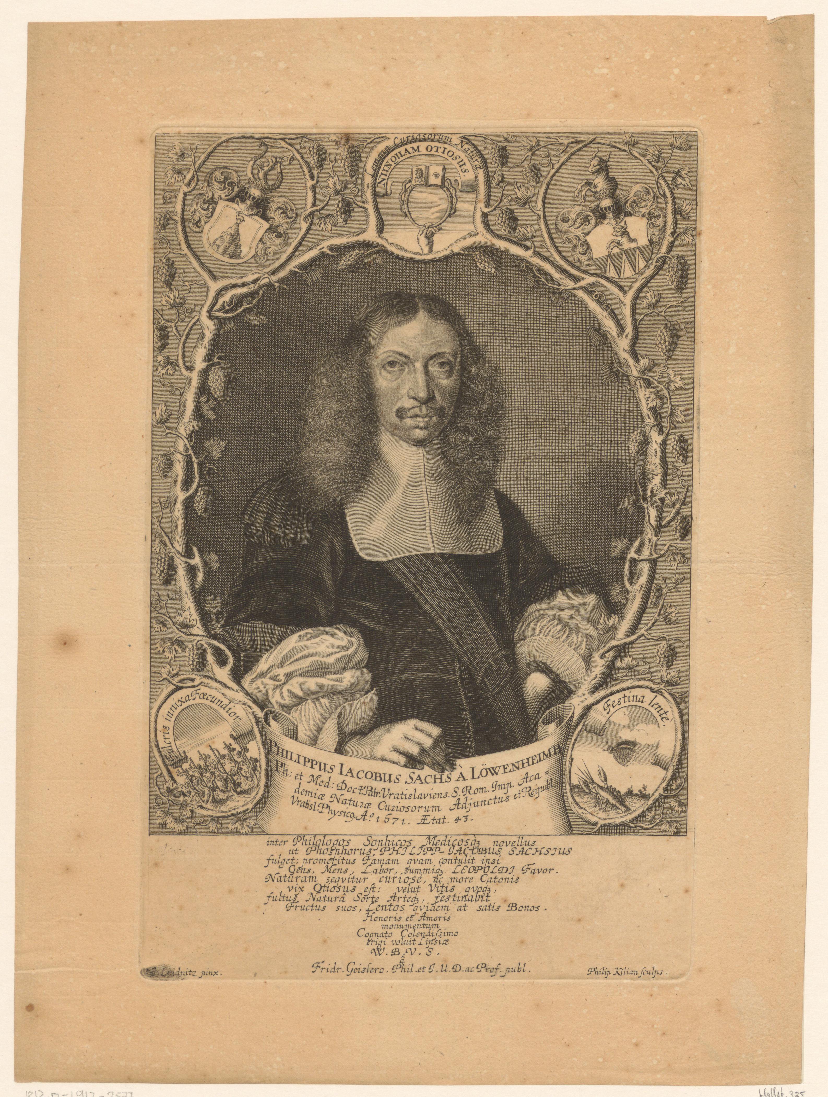 Portret van Philipp Jacob Sachs von Löwenheim op 43-jarige leeftijd