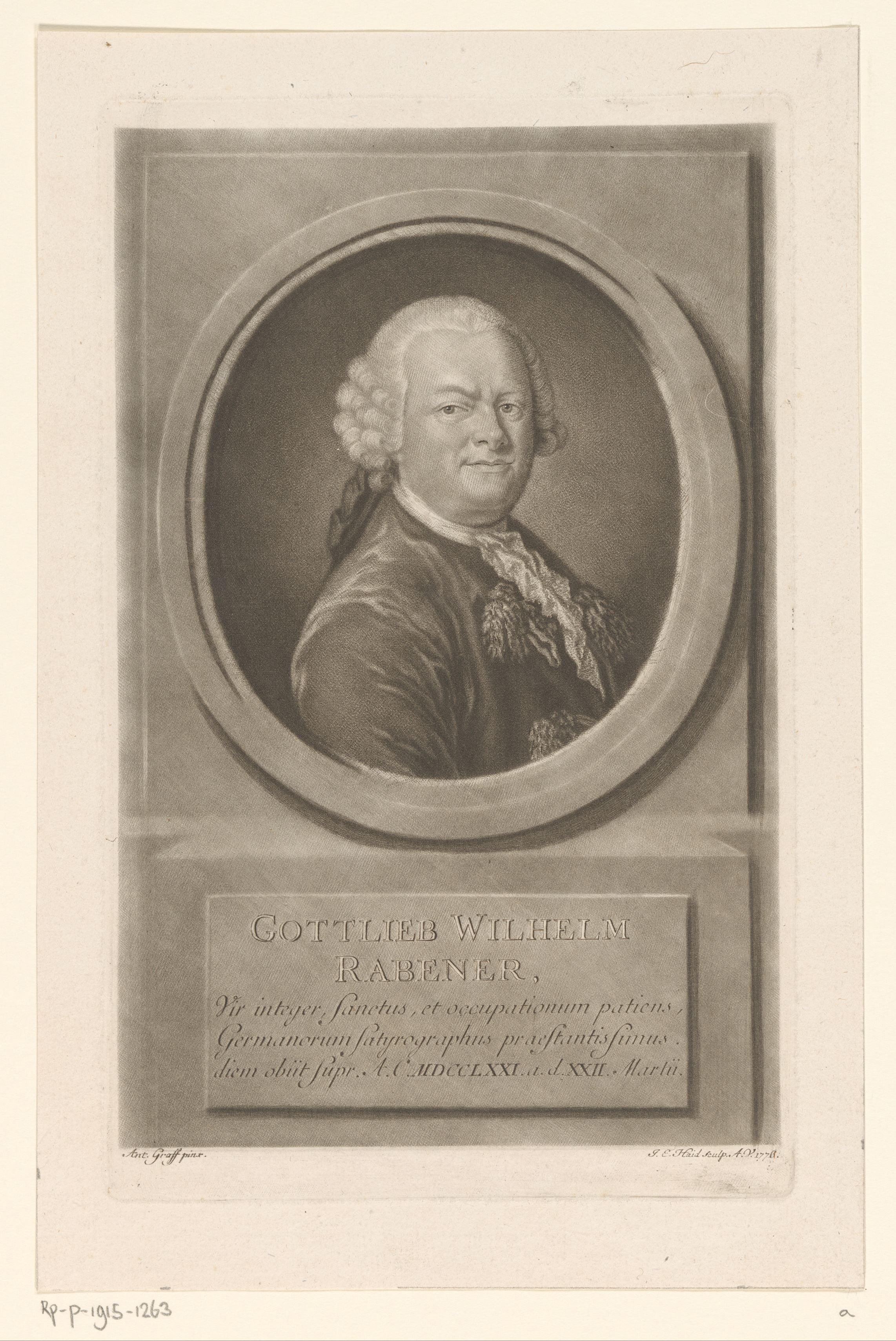 Portret van Gottlieb Wilhelm Rabener