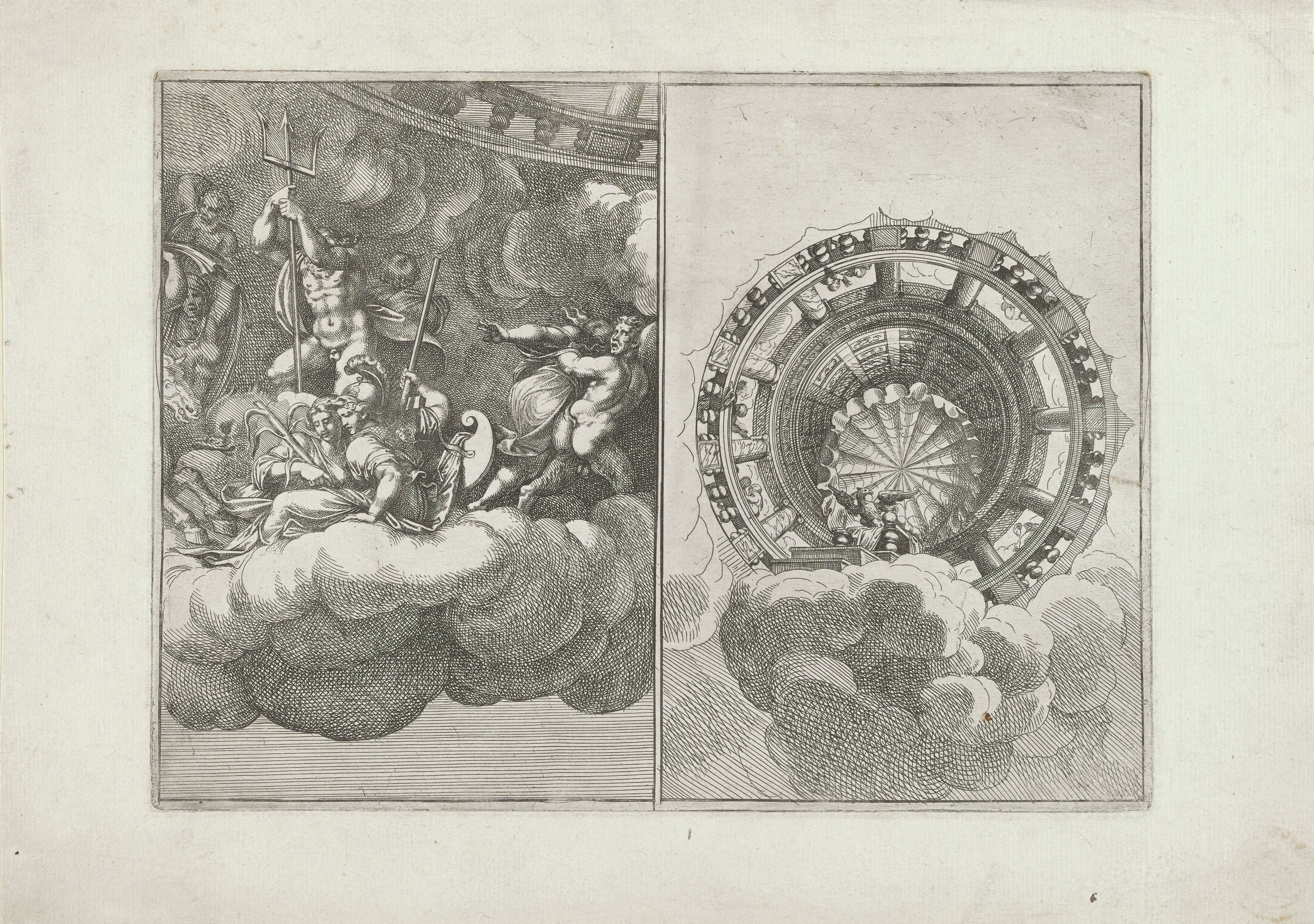 Mythologische figuren tussen wolken