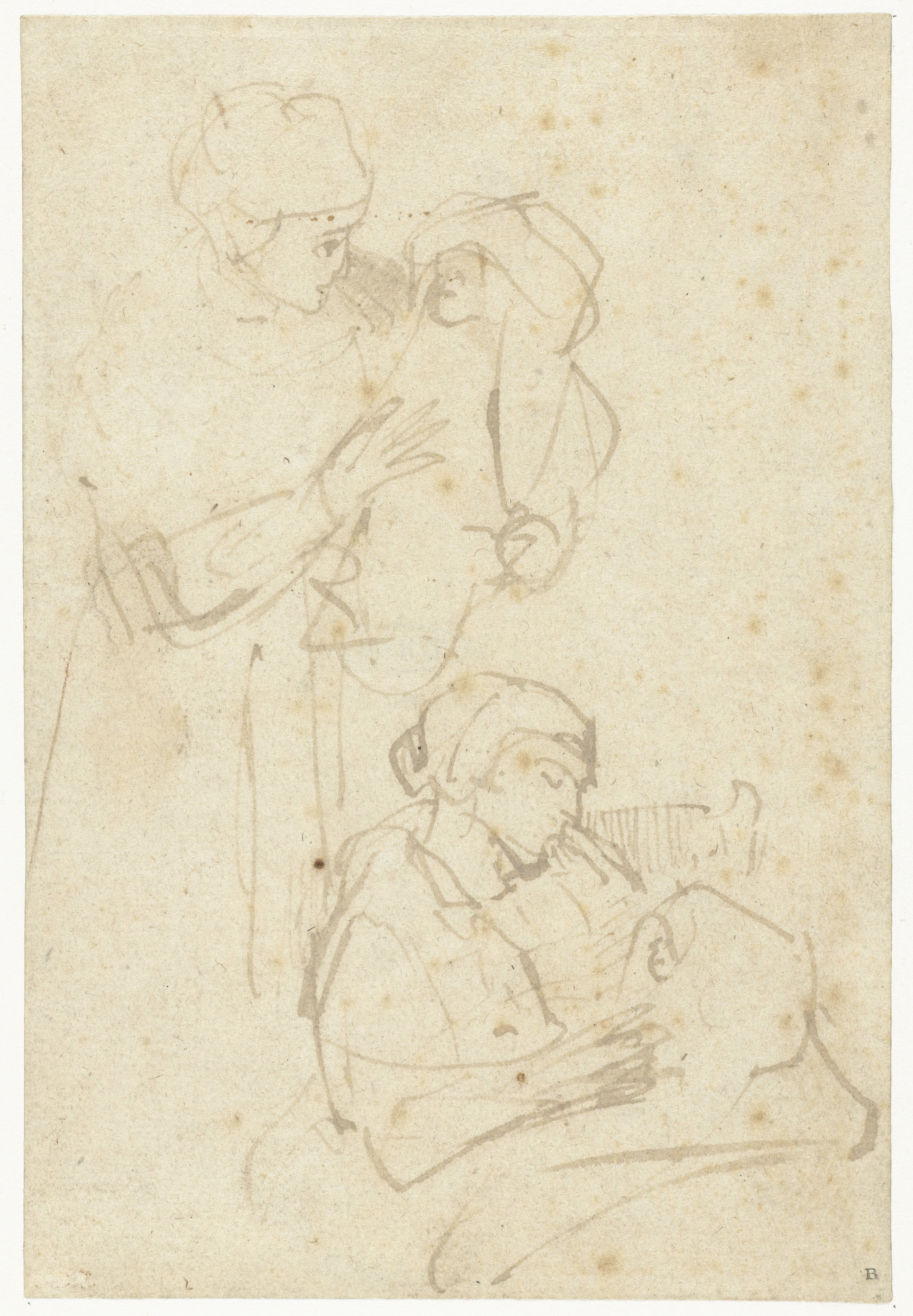 Two Studies of a Woman and Child
