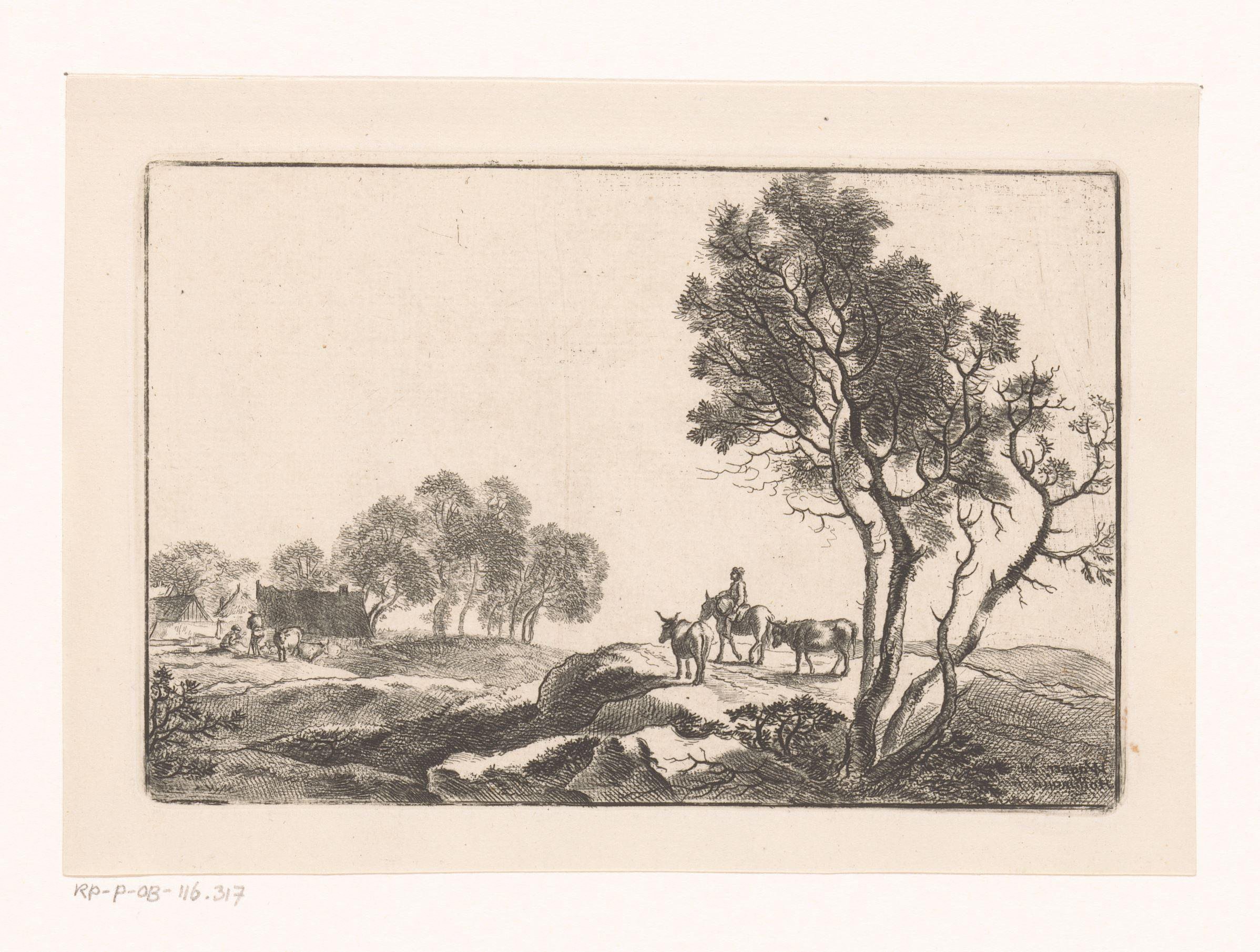 Landschap met een herder te paard