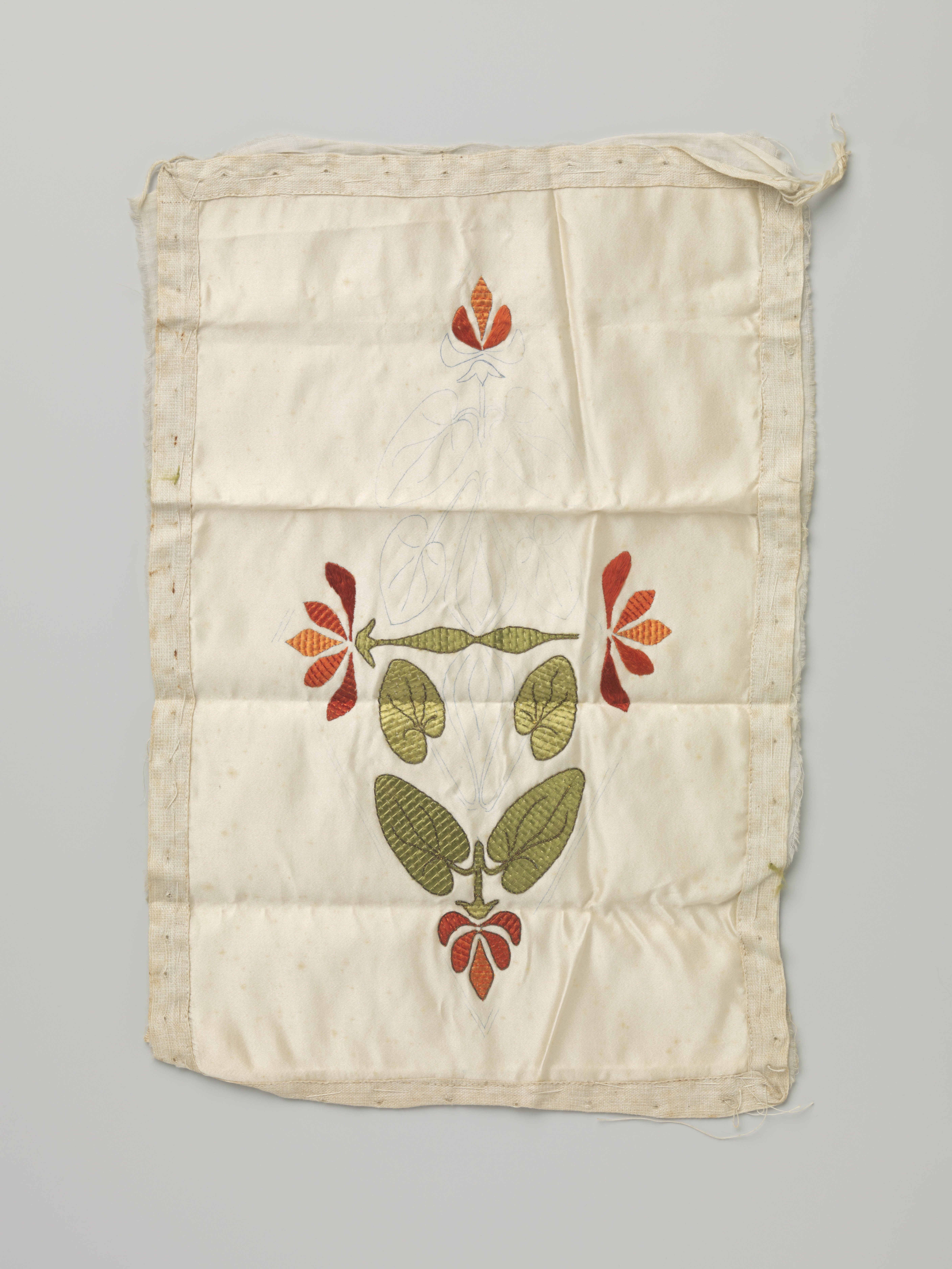 Handwerk met geborduurde waterlelies