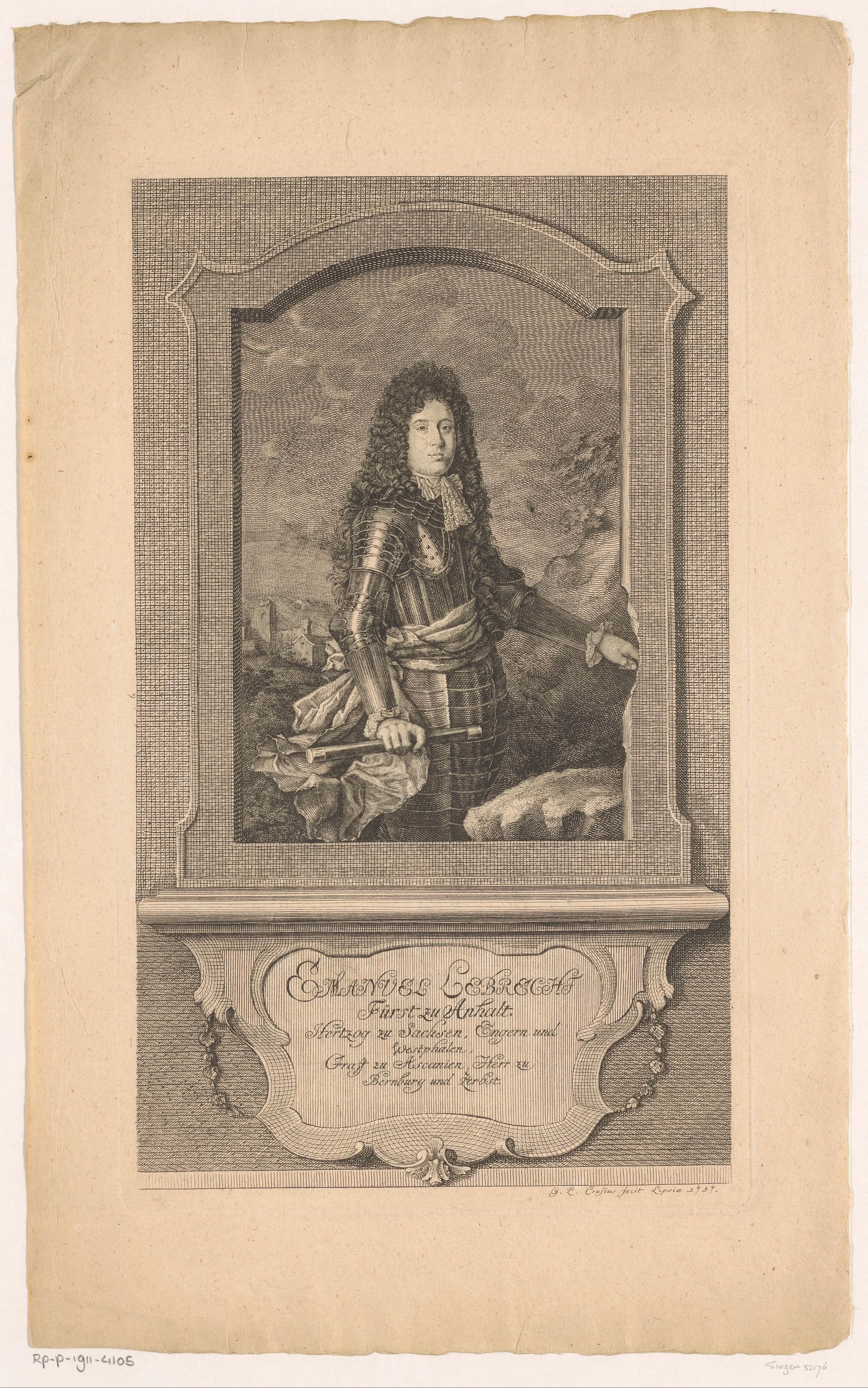 Portret van Emanuel Lebrecht von Anhalt-Köthen