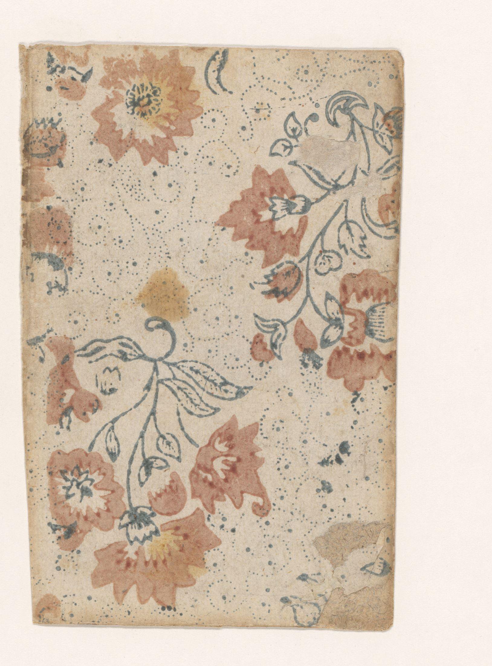 Blad met bloemen en stippenfond