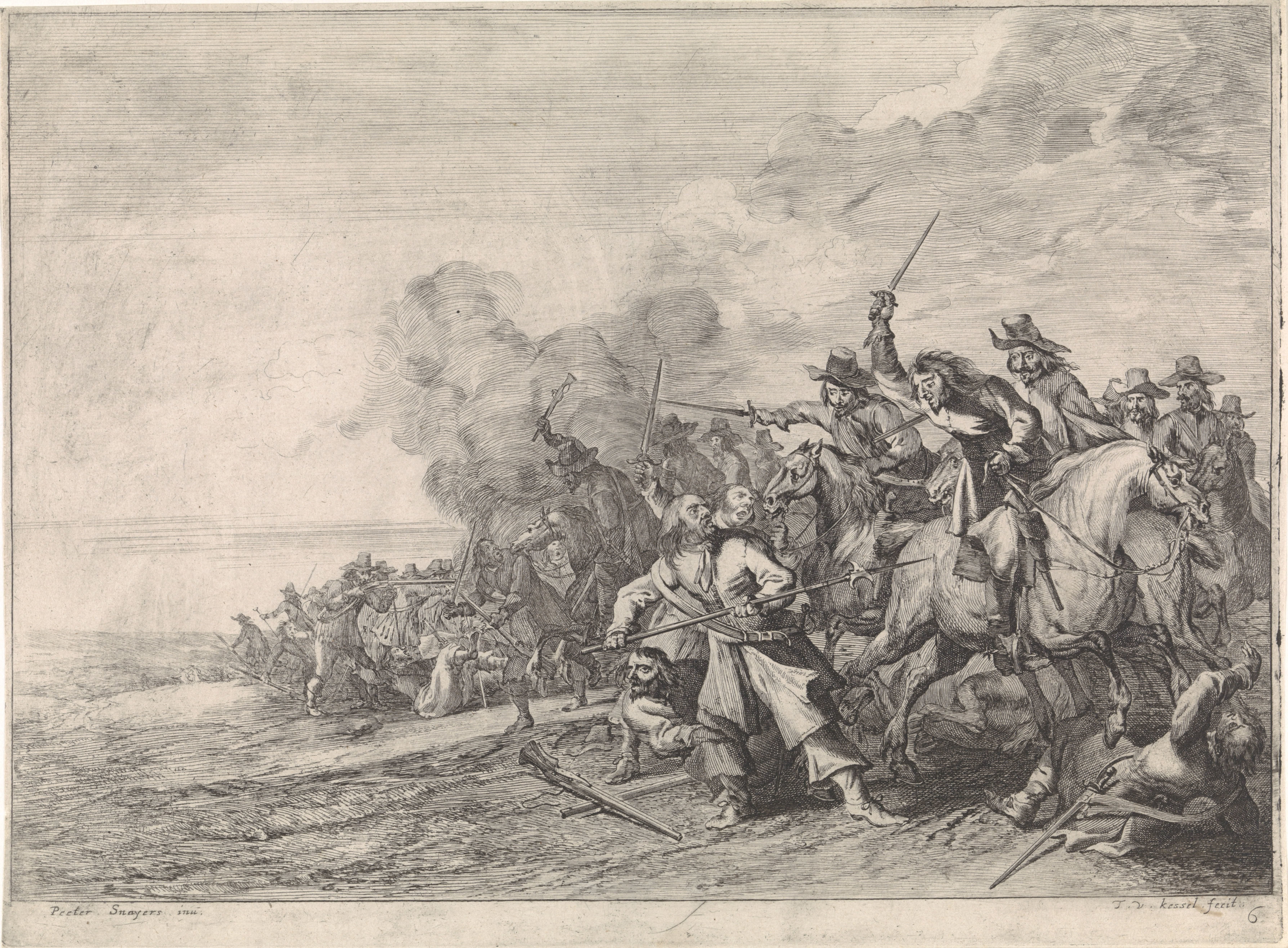 Cavalerie en voetvolk in gevecht